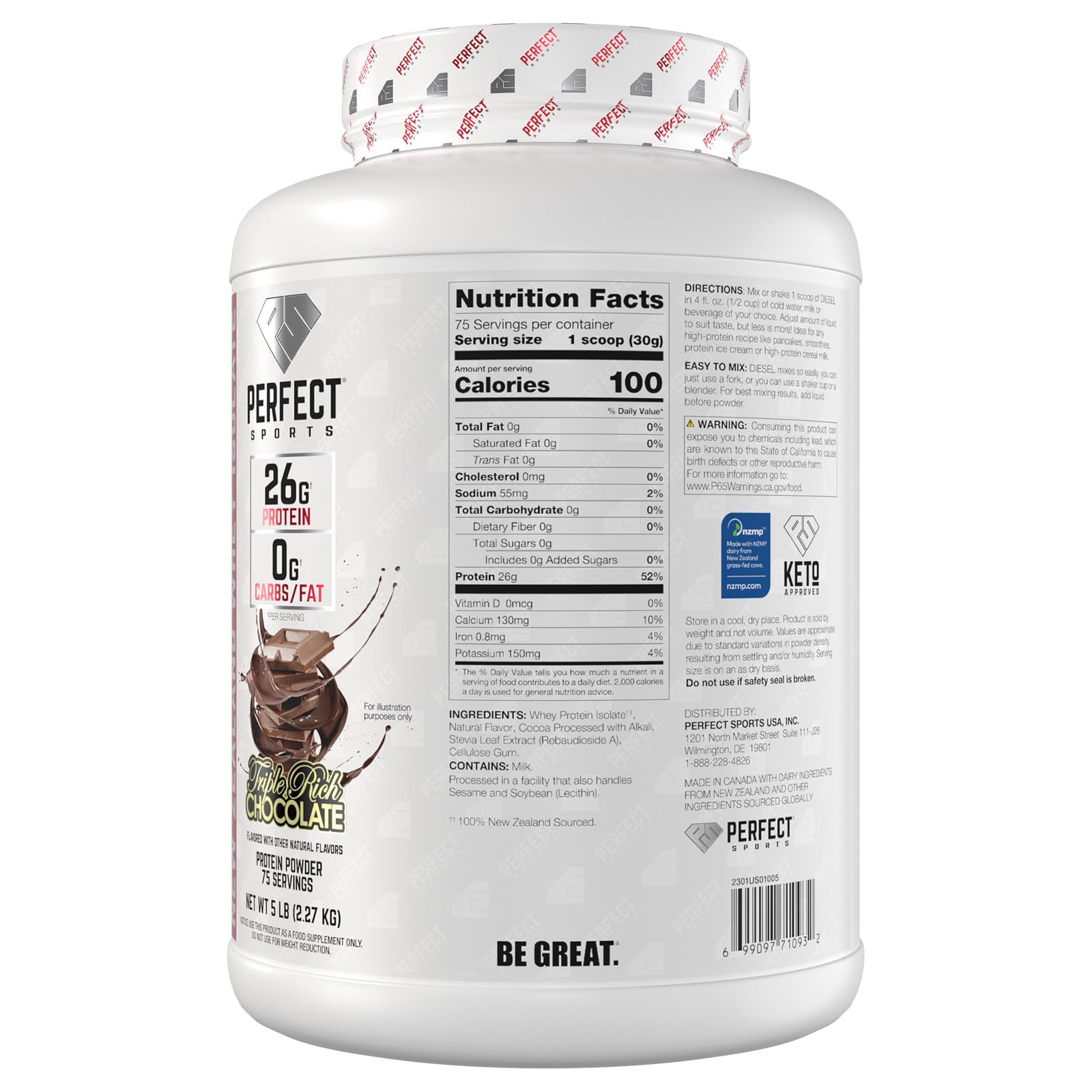 Perfect Sports Diesel packaging for 5 pounds communicates value and long-term use.