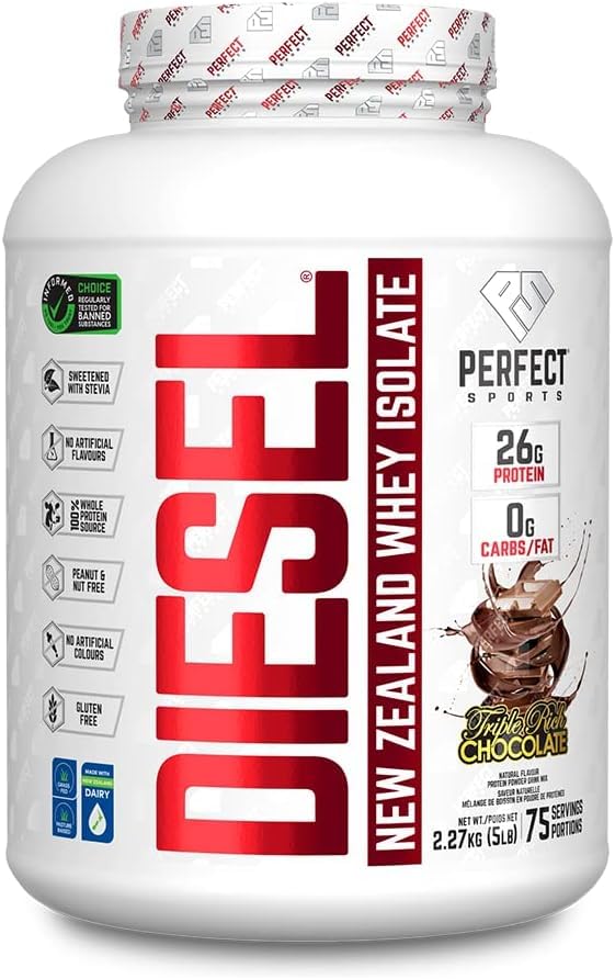 Shaker cup with PERFECT SPORTS Diesel whey protein isolate for quick post-workout boost