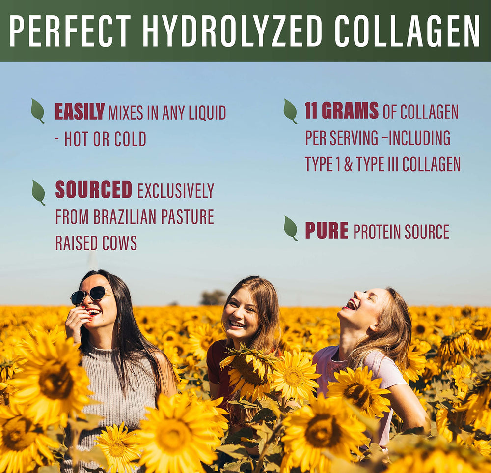 Perfect Supplements collagen powder scoop stirred into smoothie for convenient daily protein