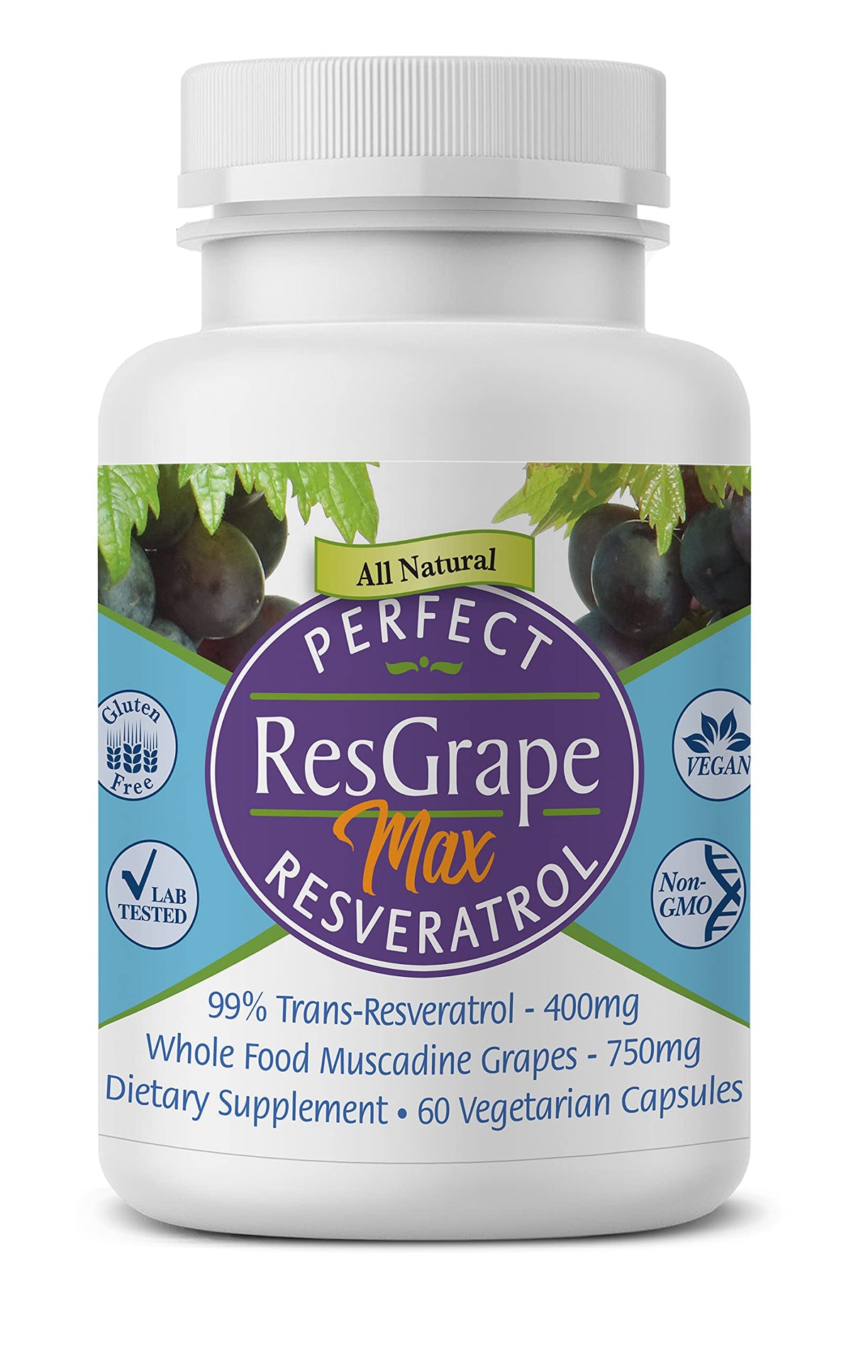 Perfect Supplements ResGrape bottle for convenient daily wellness use