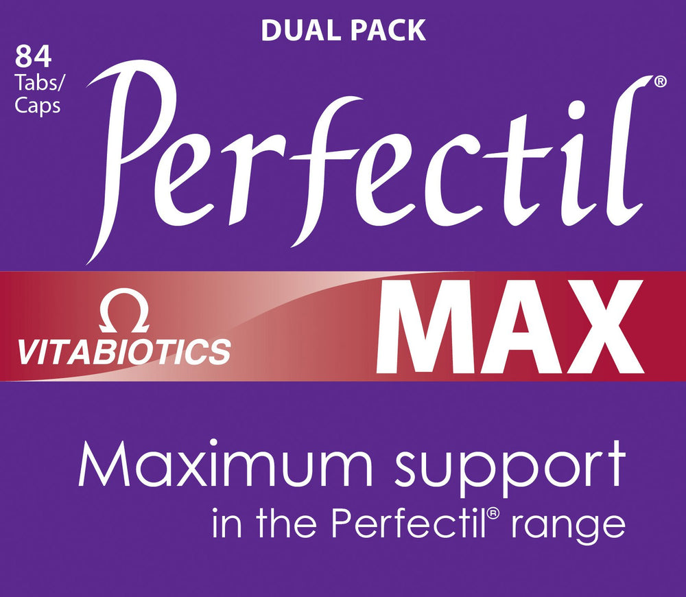 Perfectil Max two-in-one pack highlights convenient daily beauty supplementation.