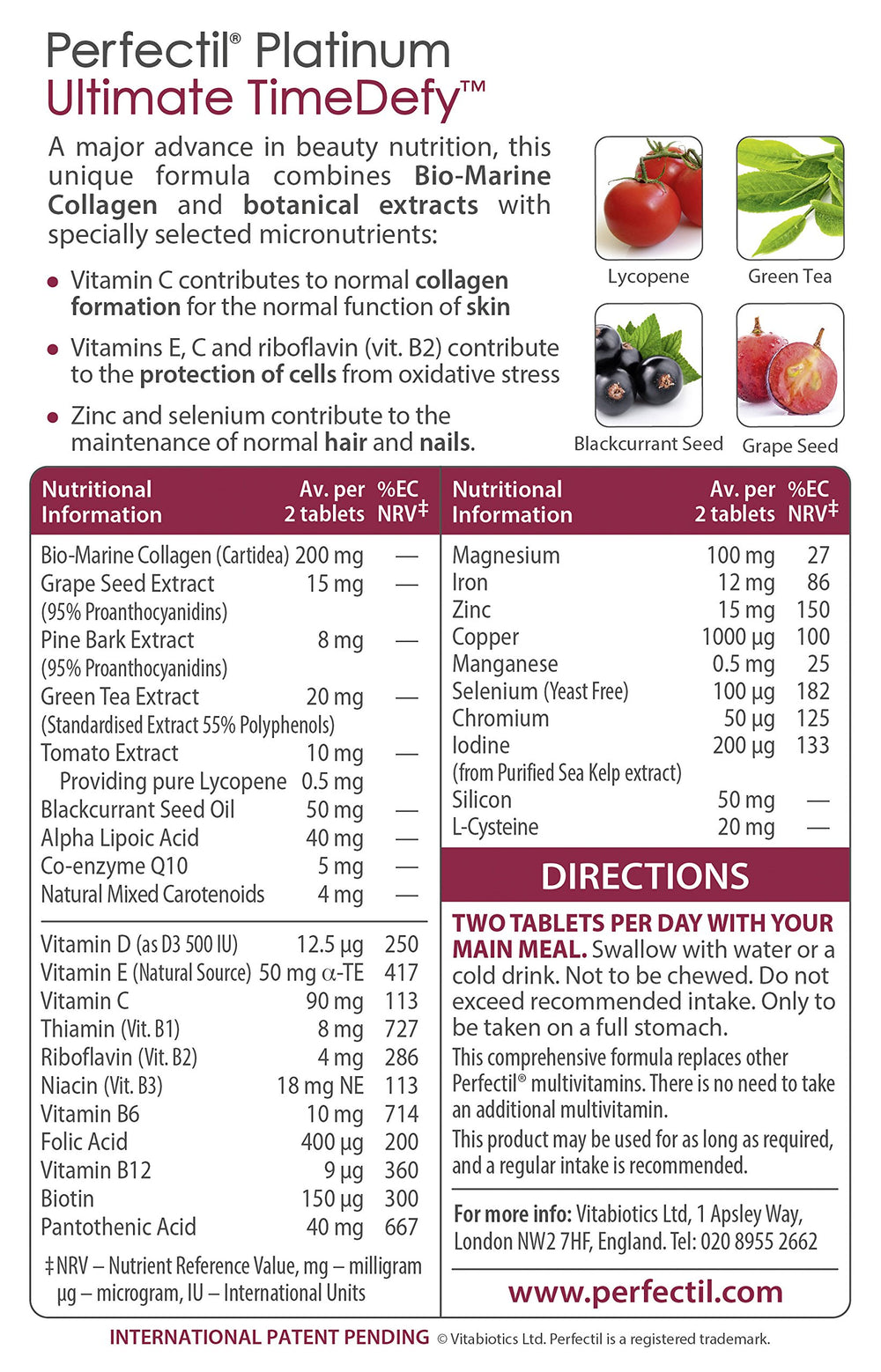 Perfectil Platinum 60-day pack packaging for long-term skincare support.