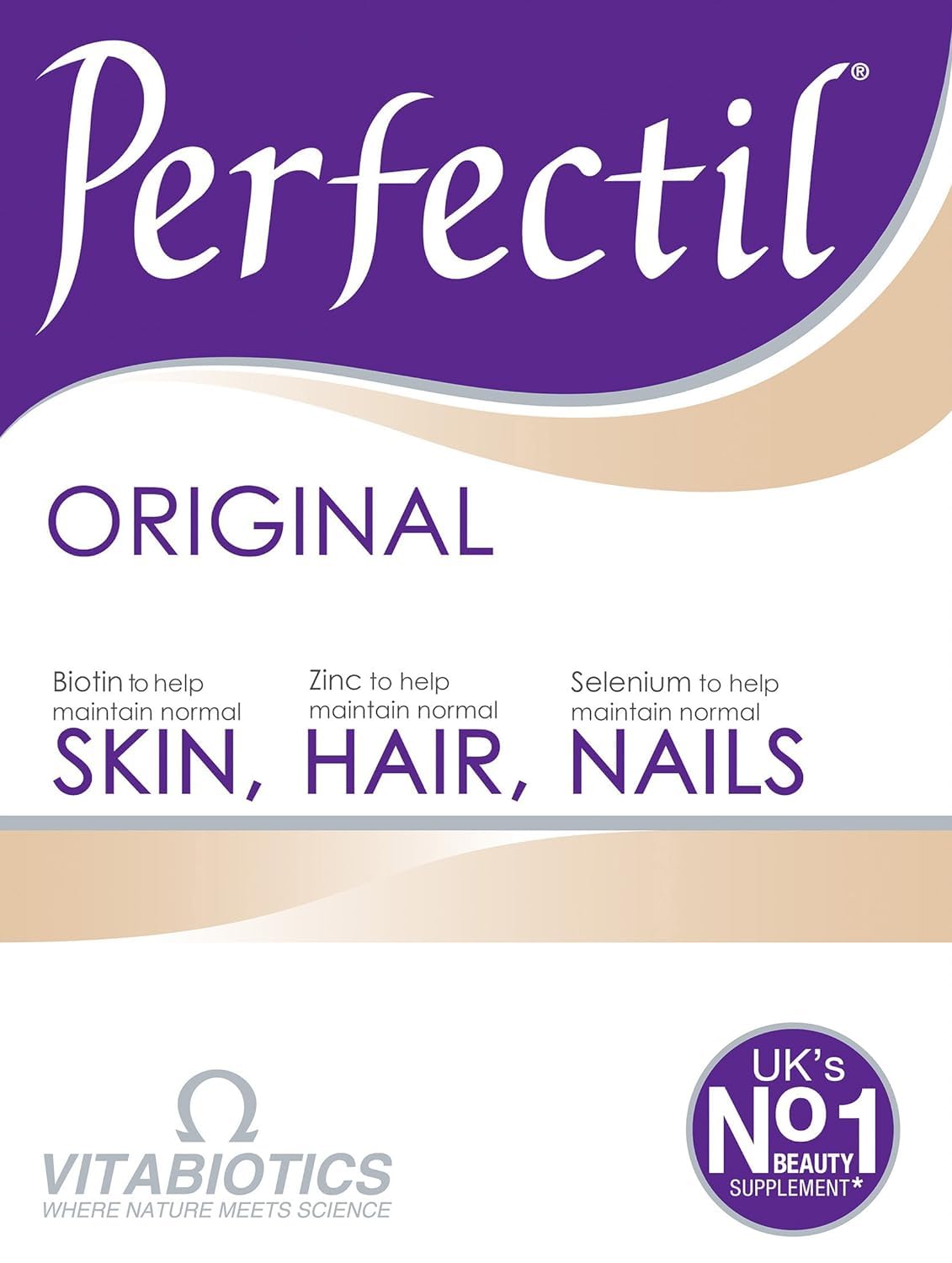 Perfectil Triple Active two-boxes shown for daily beauty support of skin, hair, and nails.