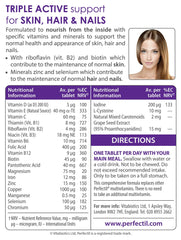 Perfectil Triple Active vegetarian tablets, plant-based formula for daily use.