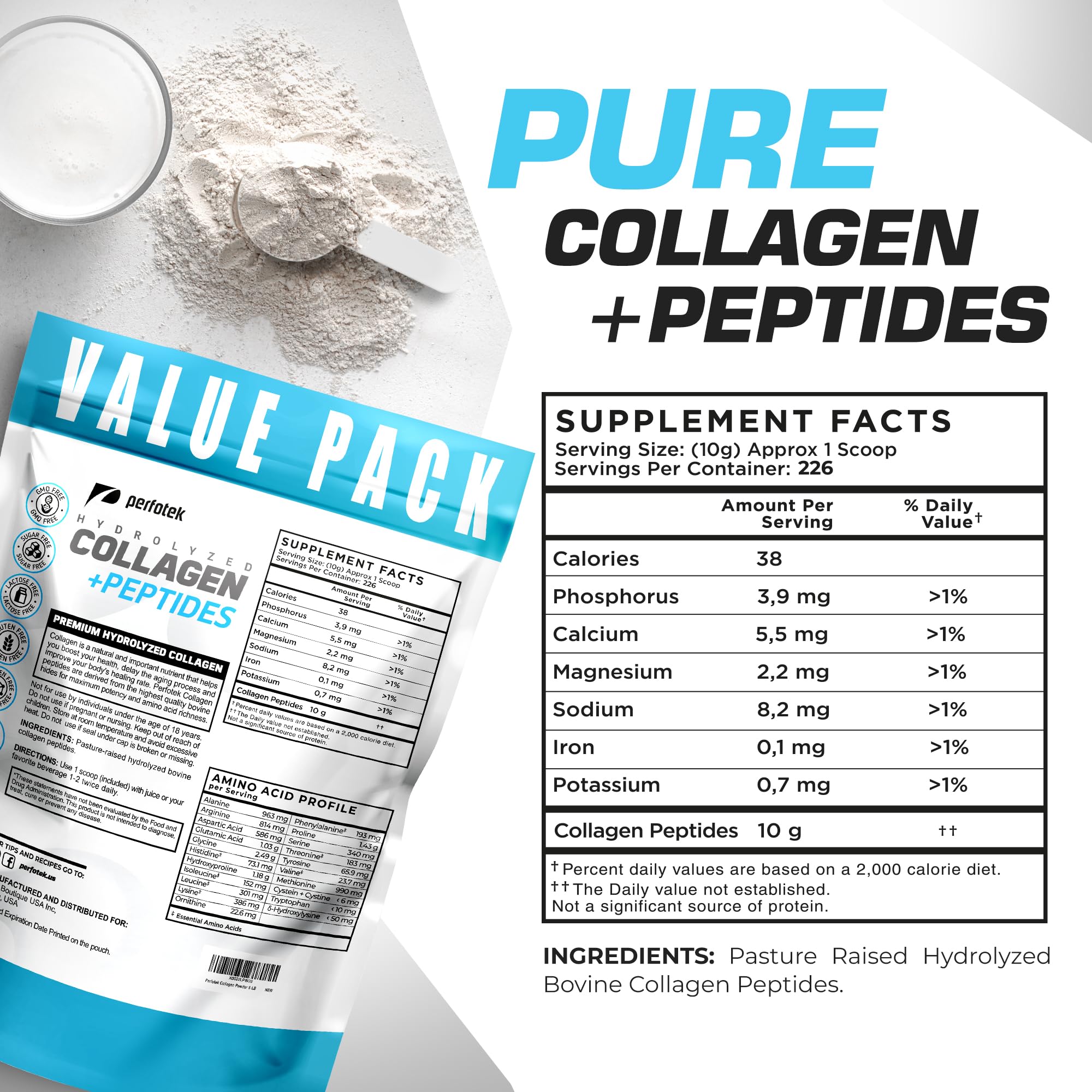 Perfotek Collagen Powder in coffee demonstrates quick mixability.