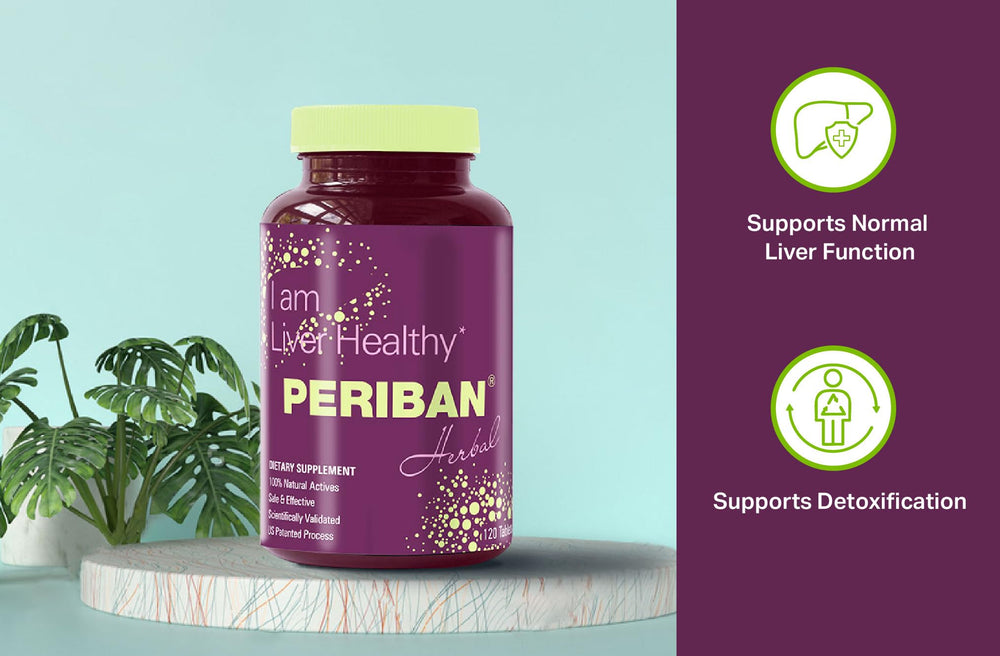 PERIBAN Liver Support tablet bottle shows convenient daily dosage for liver health