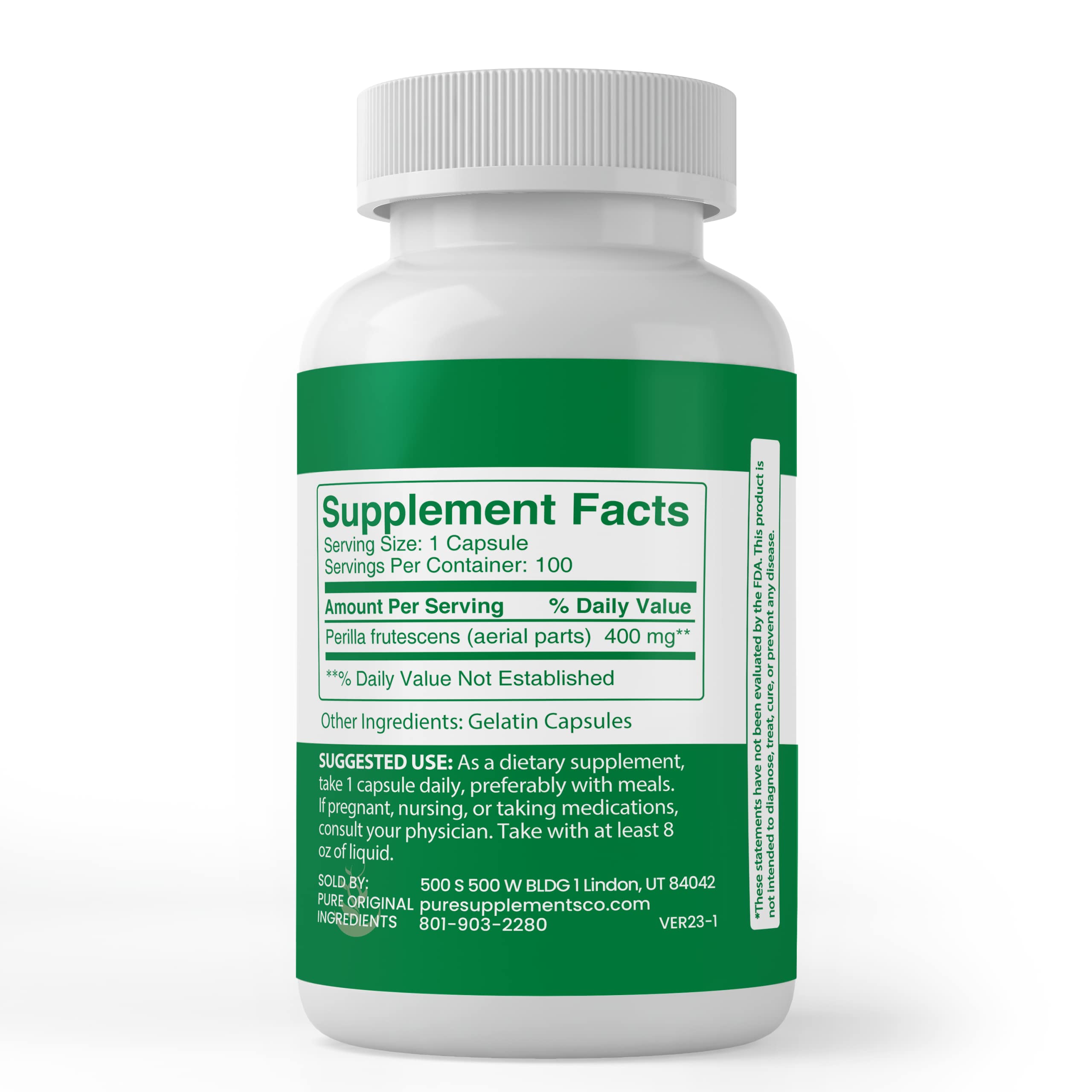 Perilla capsules packaging in Utah, USA demonstrates domestic sourcing and quality control