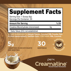Perk Creamatine scoop pouring powder into coffee for a creamy boost.