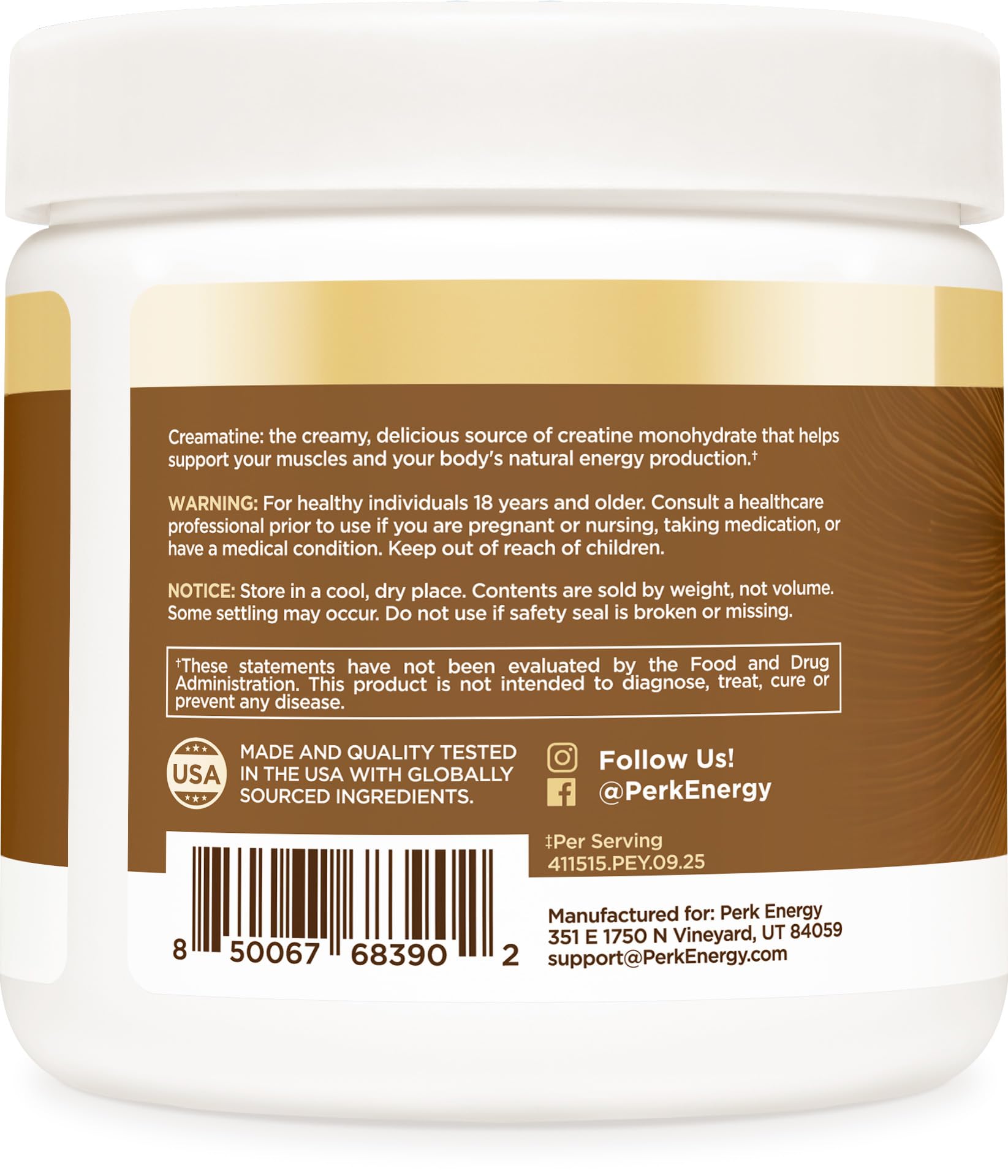 Perk Creamatine shake mixed in glass for a creamy, sugar-free beverage option