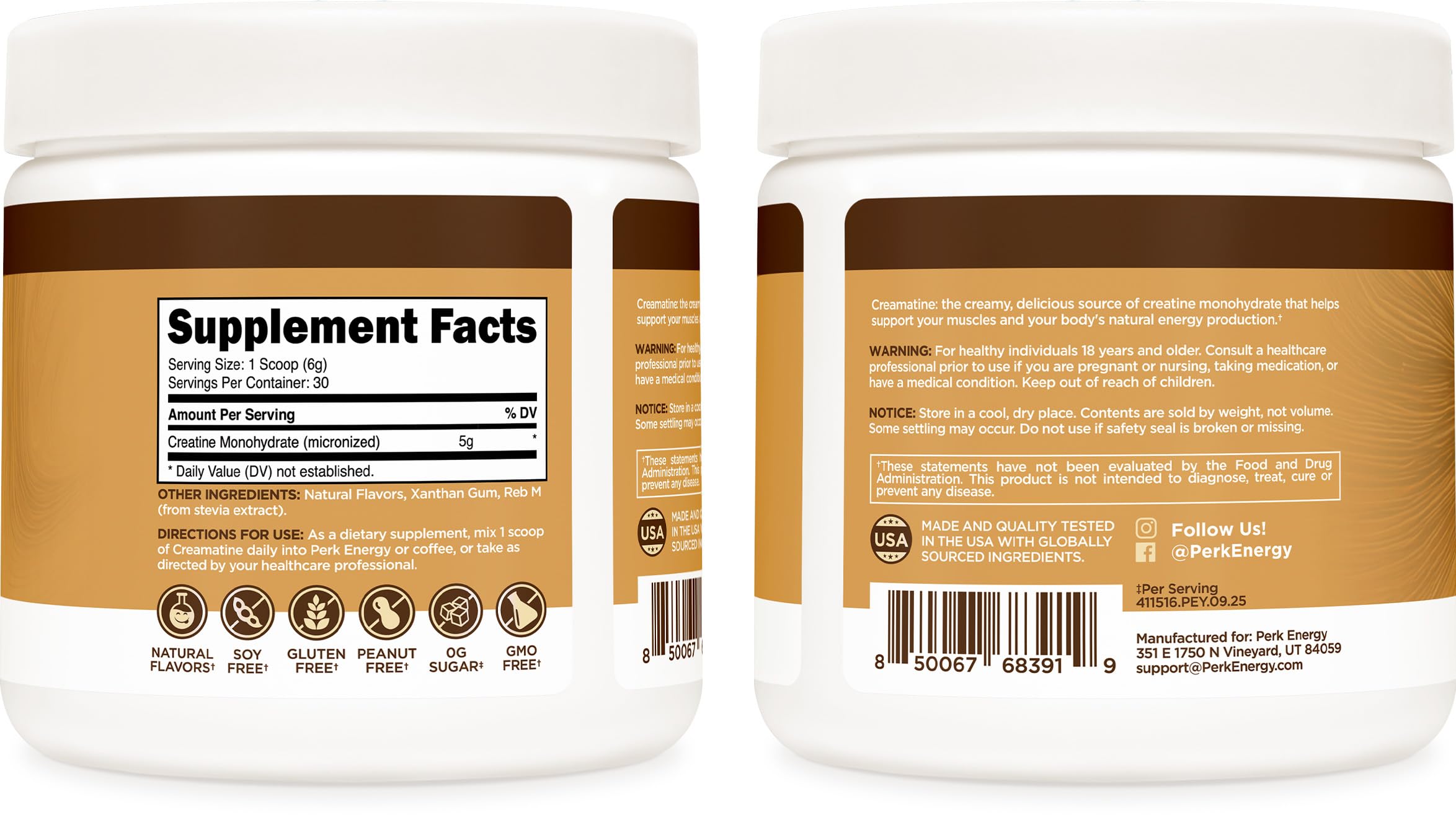 Perk Creamatine French Vanilla setup with blender, illustrating a creamy beverage creation.