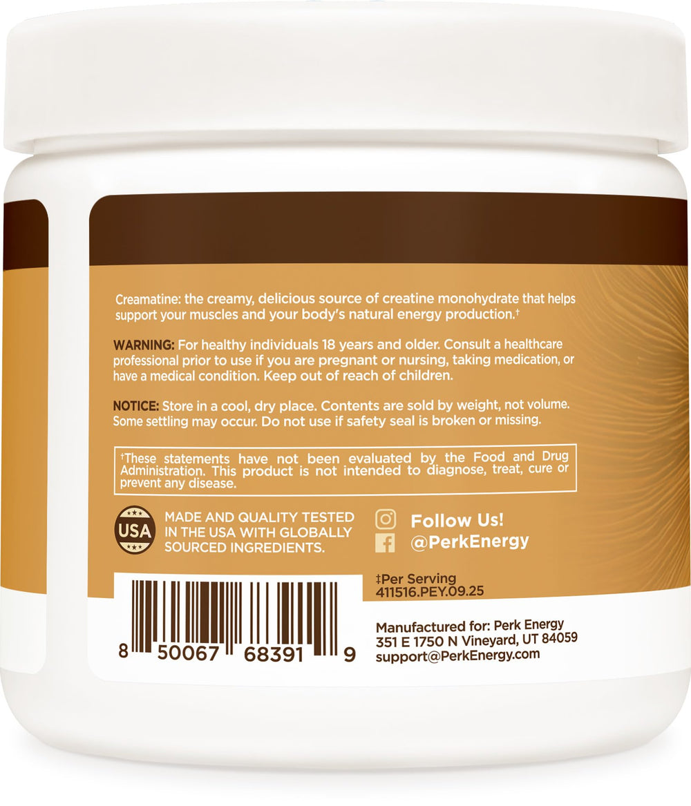 Scoop of Perk Creamatine French Vanilla mixed into a morning shake with vanilla swirl.