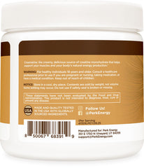 Scoop of Perk Creamatine French Vanilla mixed into a morning shake with vanilla swirl.