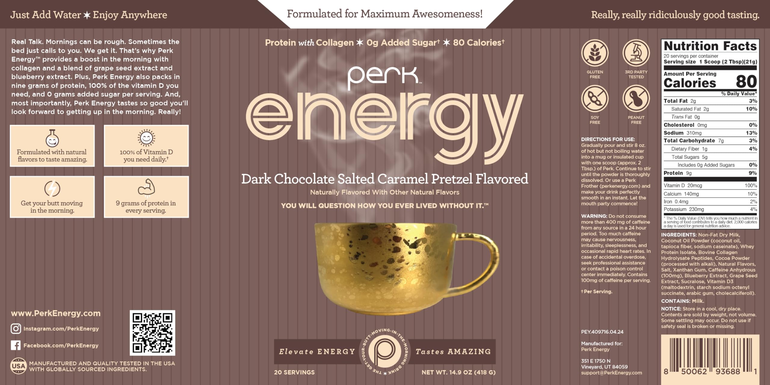 Perk Energy on-the-go serving idea image suggesting convenient snacking.