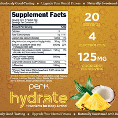 Perk Hydrate Pina Colada stickpack opened and ready to mix after workouts.