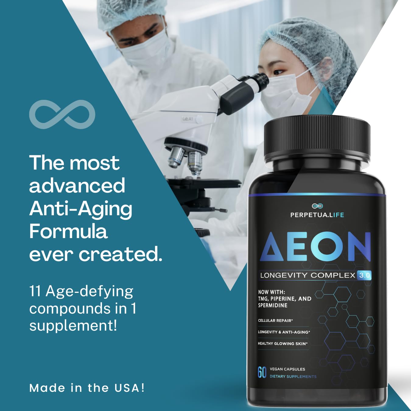 Close-up of AEON capsules showing smooth, flavor-neutral intake.
