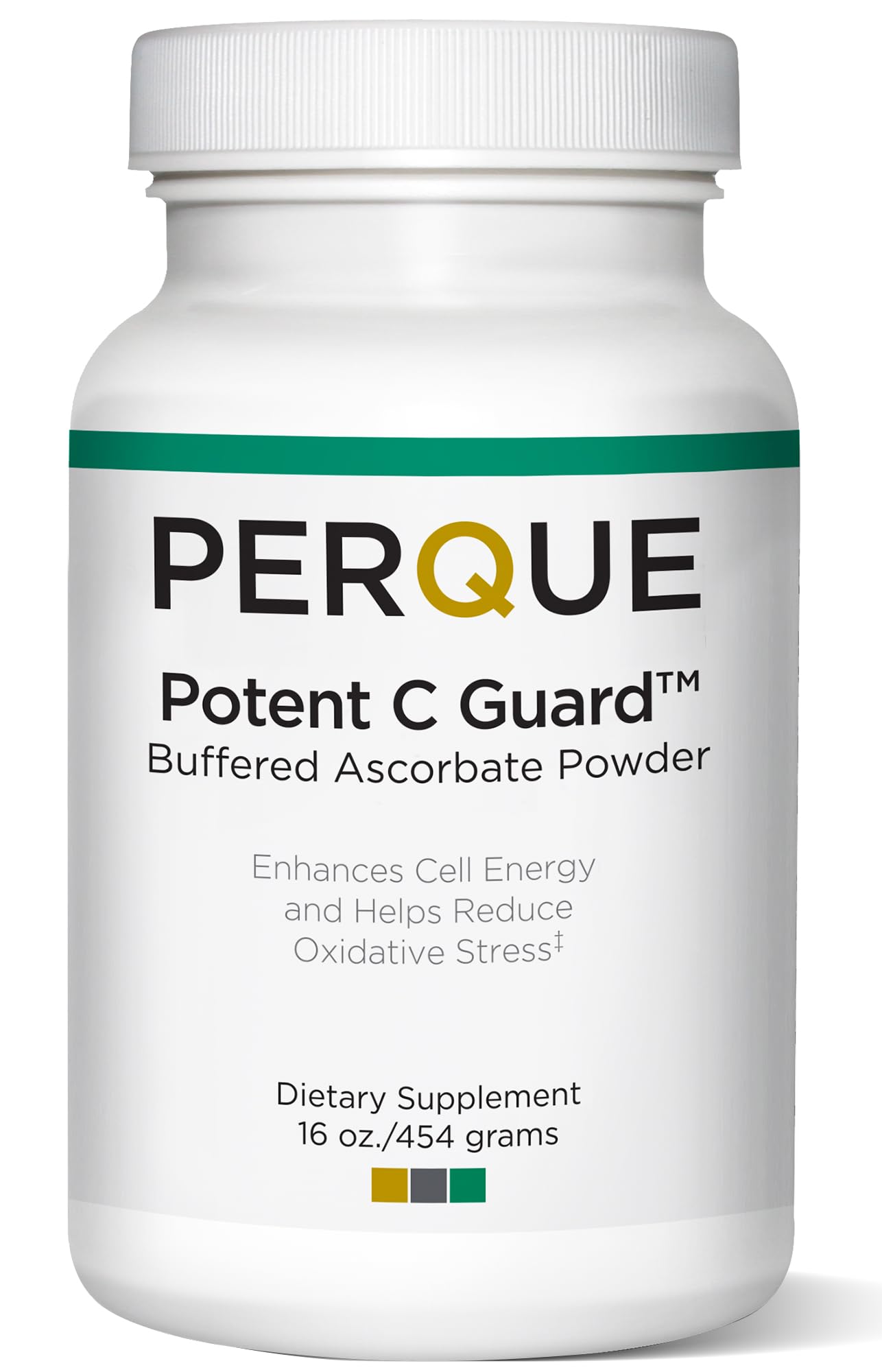 PERQUE Potent C Guard powder dissolves smoothly in water for quick daily antioxidant support.