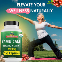 Peruvian Naturals Camu Camu packaging emphasizes Peru origin and ethical sourcing