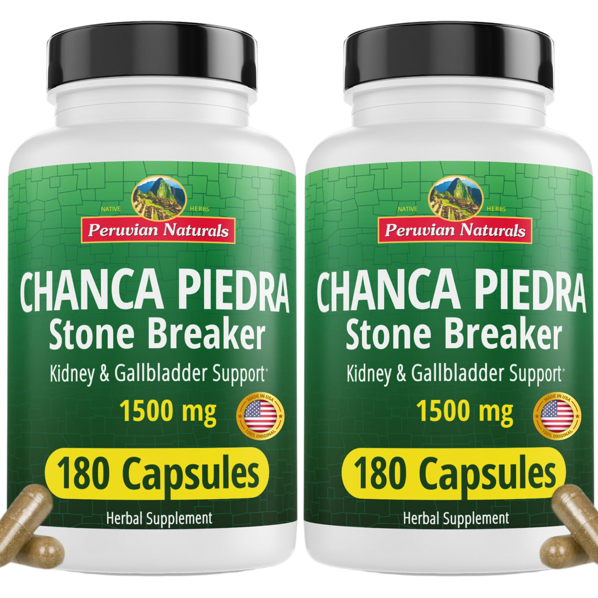 Peruvian Naturals Chanca Piedra 360 bottle promotes urinary wellness with all-natural ingredients.