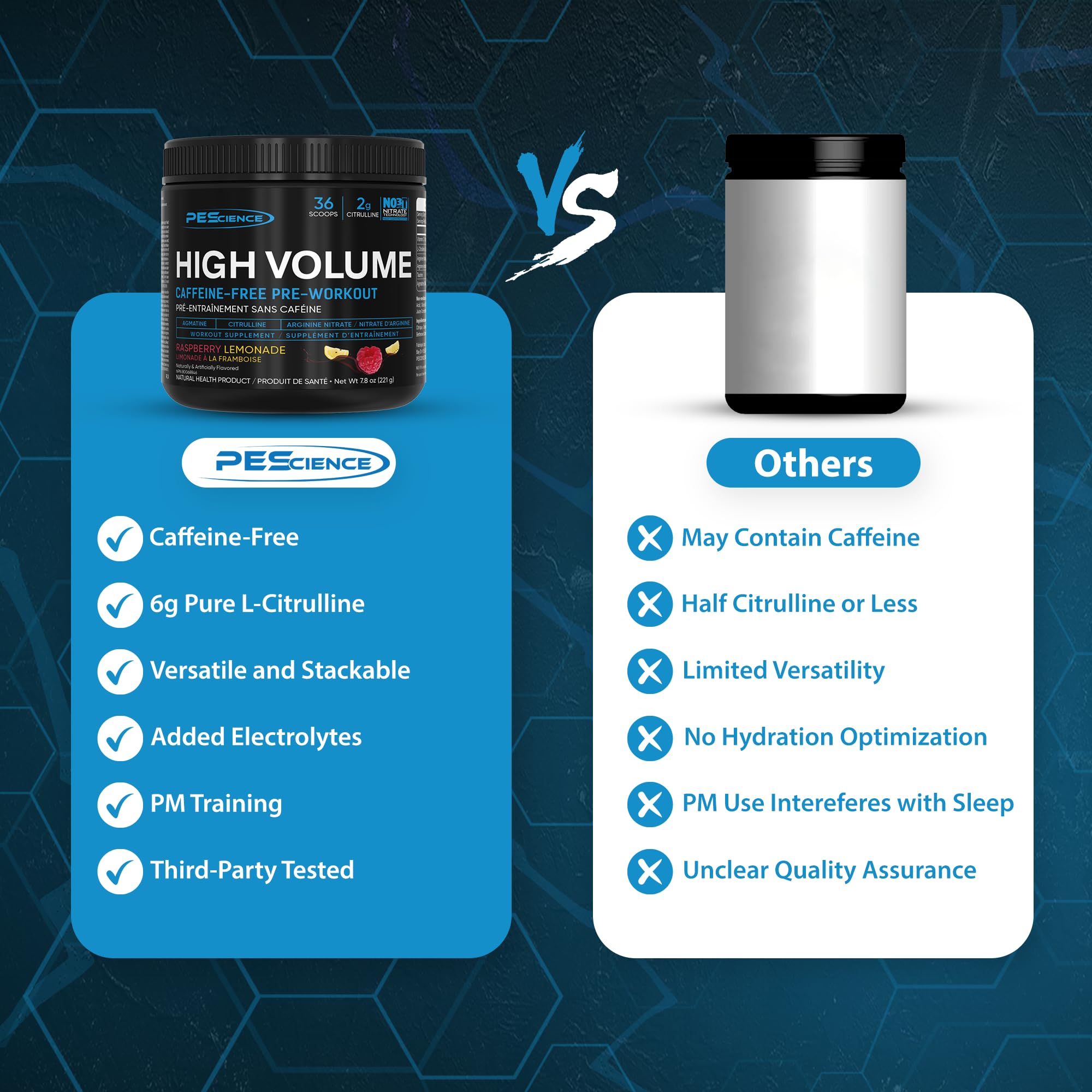 PEScience High Volume ingredients list includes L-citrulline and arginine nitrate
