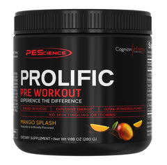 PEScience Prolific bottle front showing clean energy formula for workouts