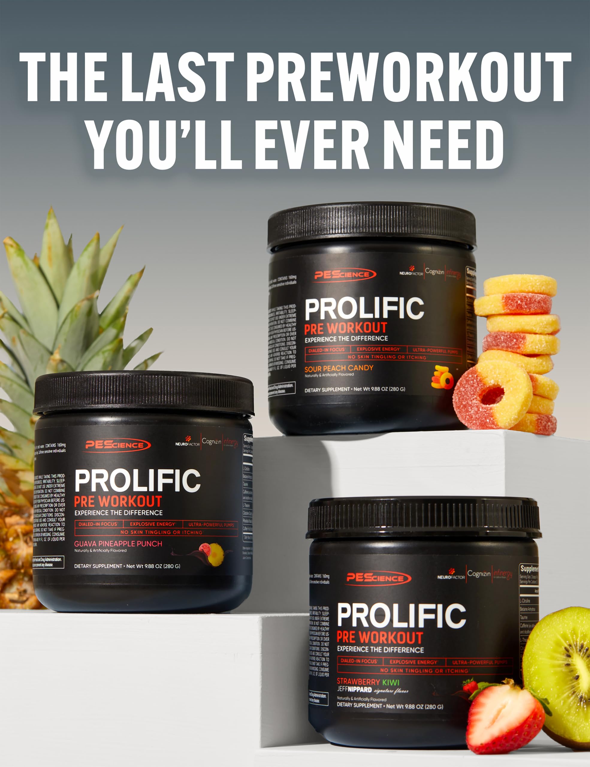 PEScience Prolific ingredients graphic highlighting L-Citrulline and nootropics