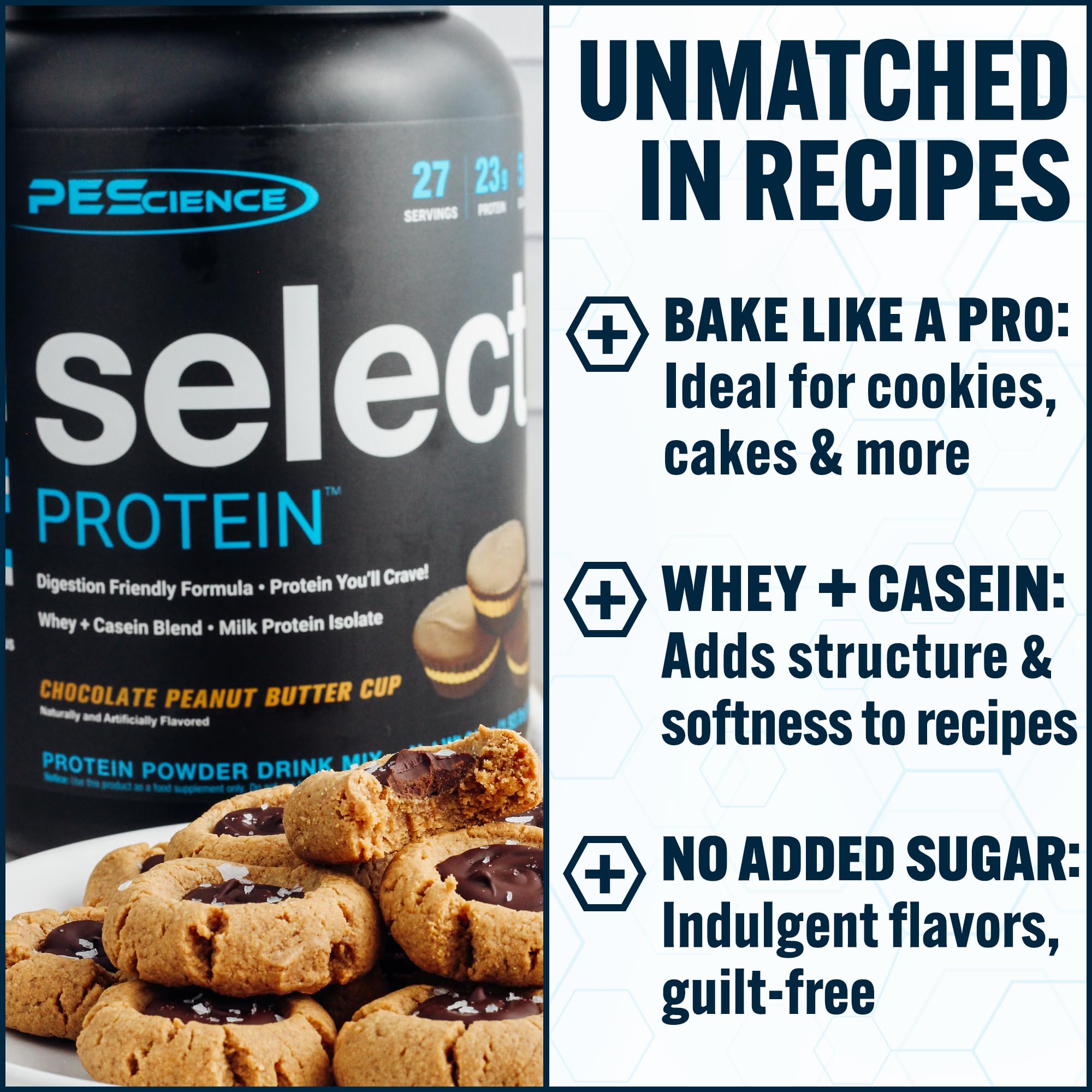 Close-up nutrition panel on PEScience Select with 24g protein per serving