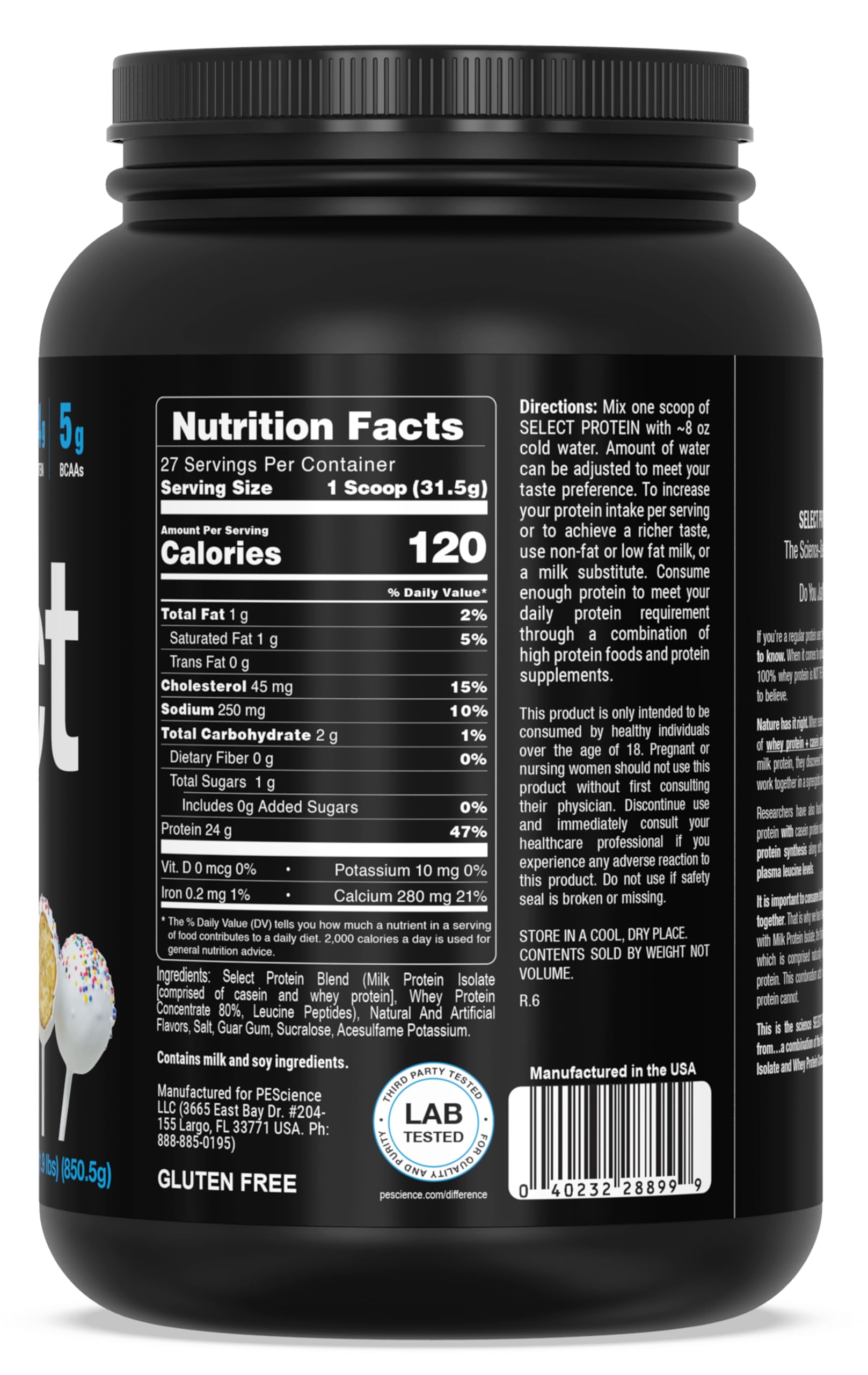 PEScience Select Protein Cake Pop glass with prepared shake highlights smooth texture