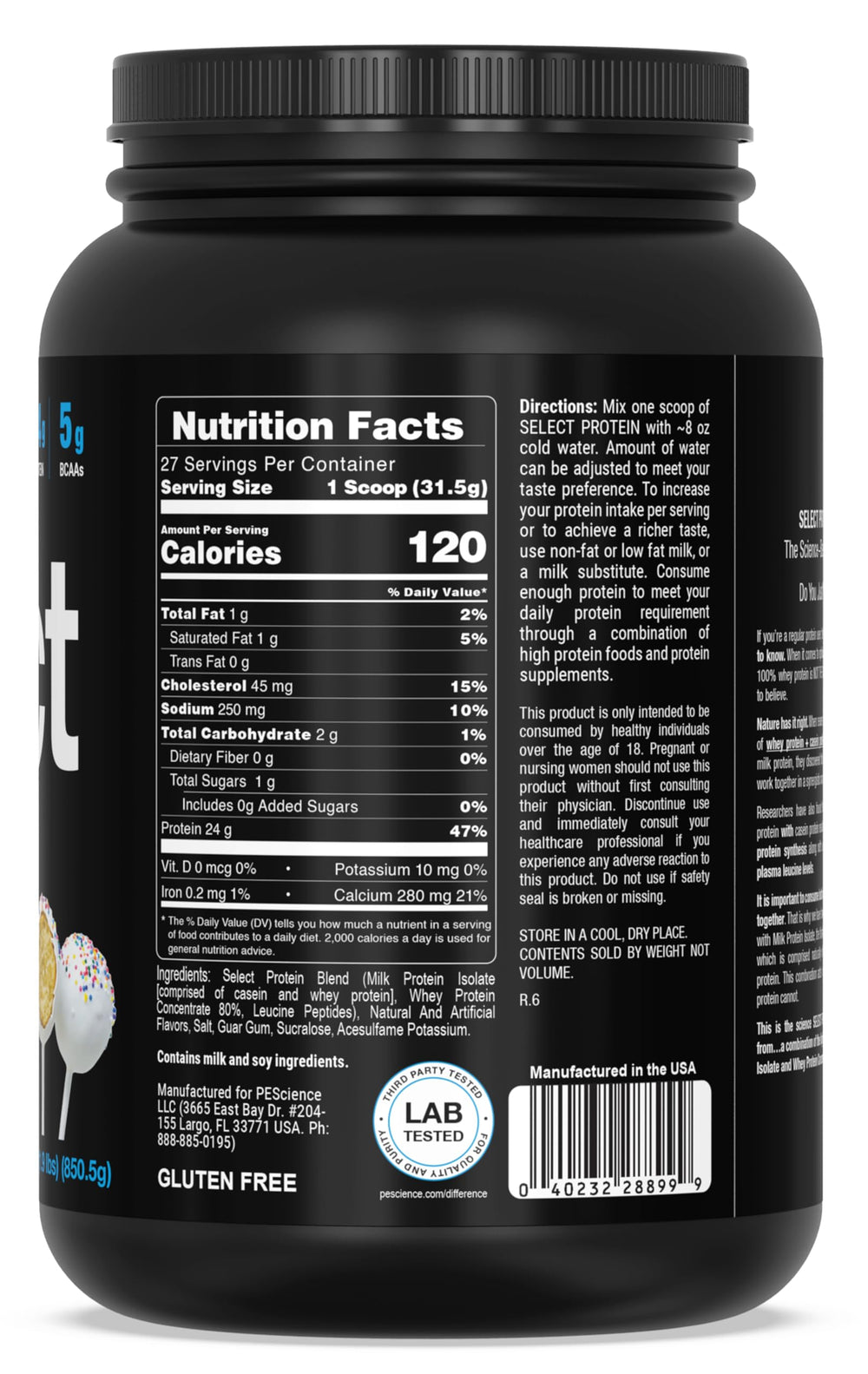PEScience Select Protein Cake Pop glass with prepared shake highlights smooth texture