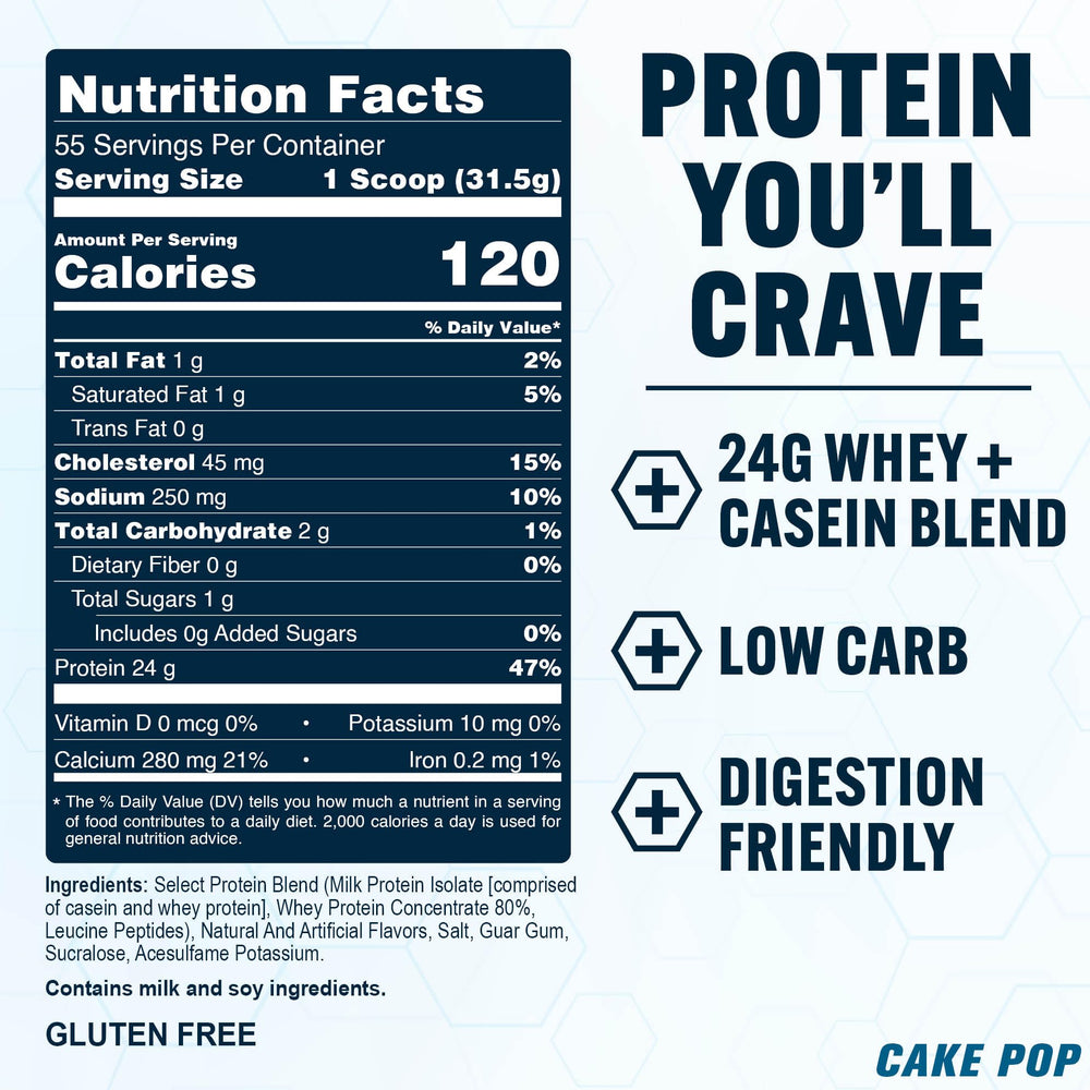 PEScience Select Cake Pop label notes gluten-free and keto-friendly formula.