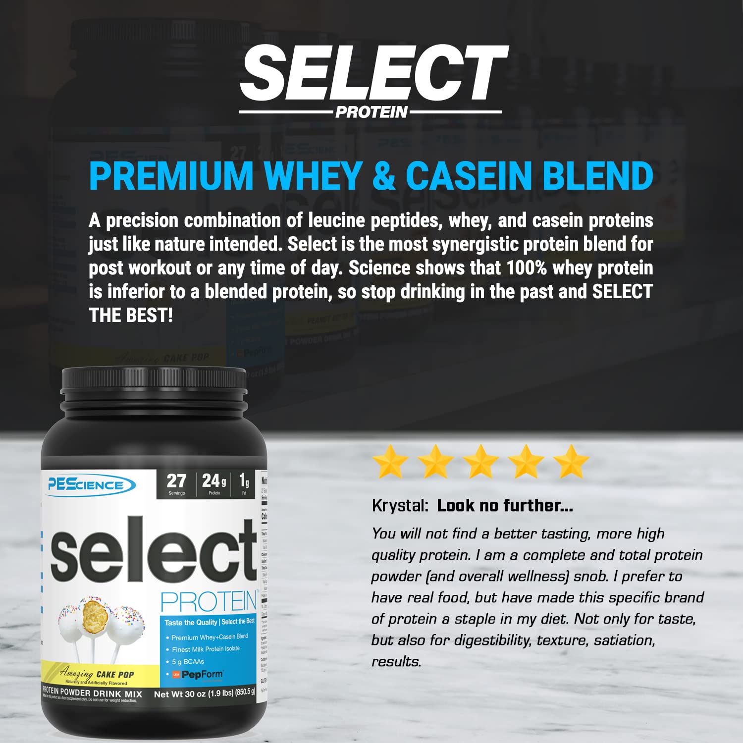 PEScience Select Protein Cake Pop pre-workout option offers quick shake