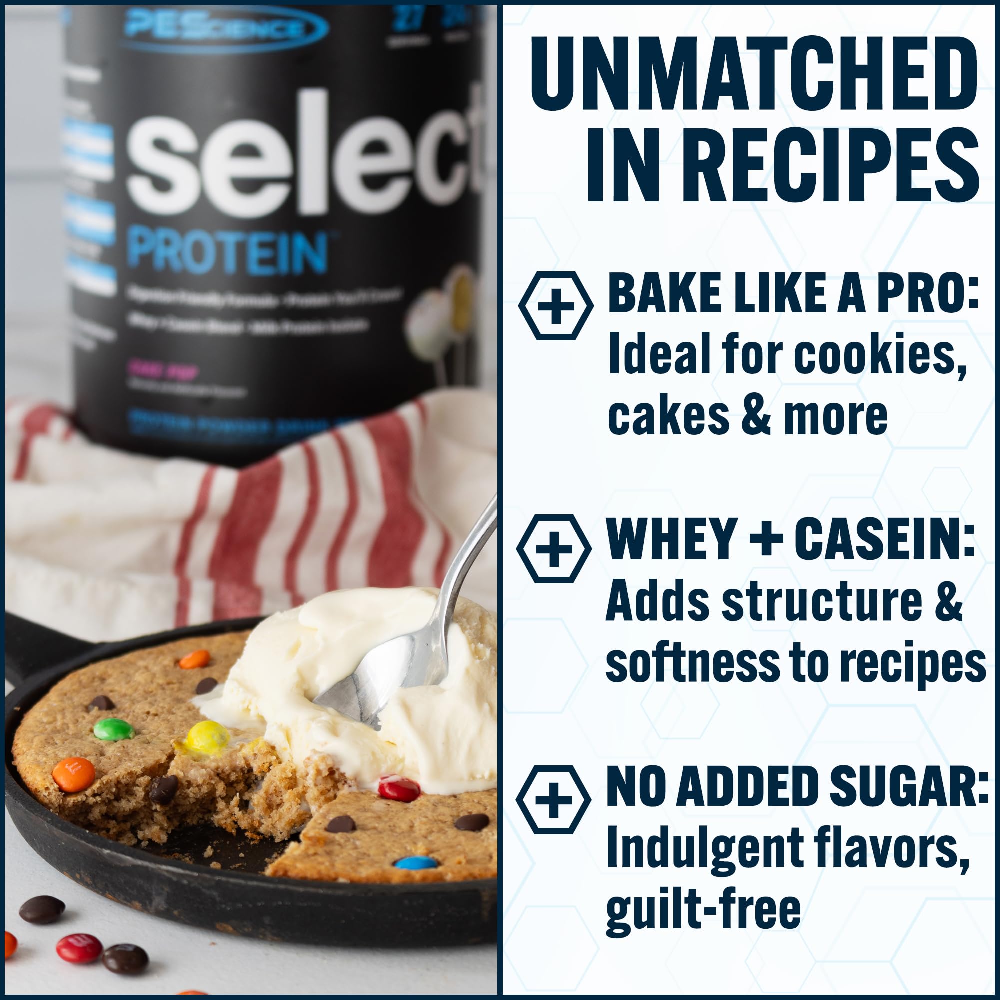 Open bag shows PEScience Select Protein packaging for daily use.