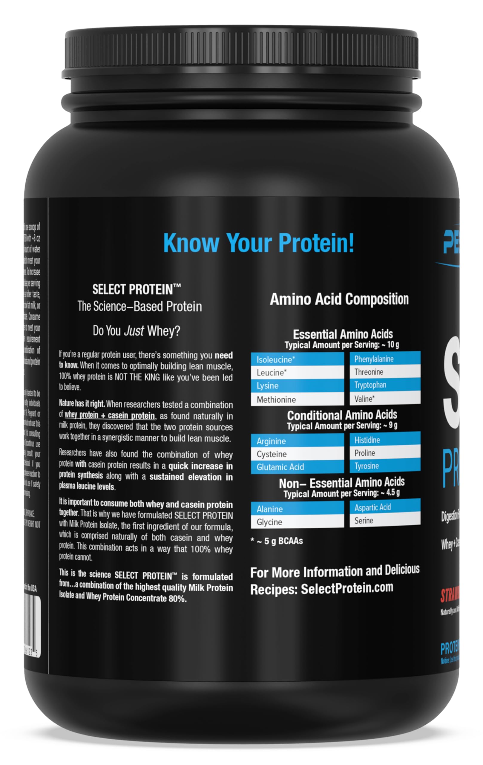 PEScience Select Strawberry Cheesecake keto-friendly packaging details.