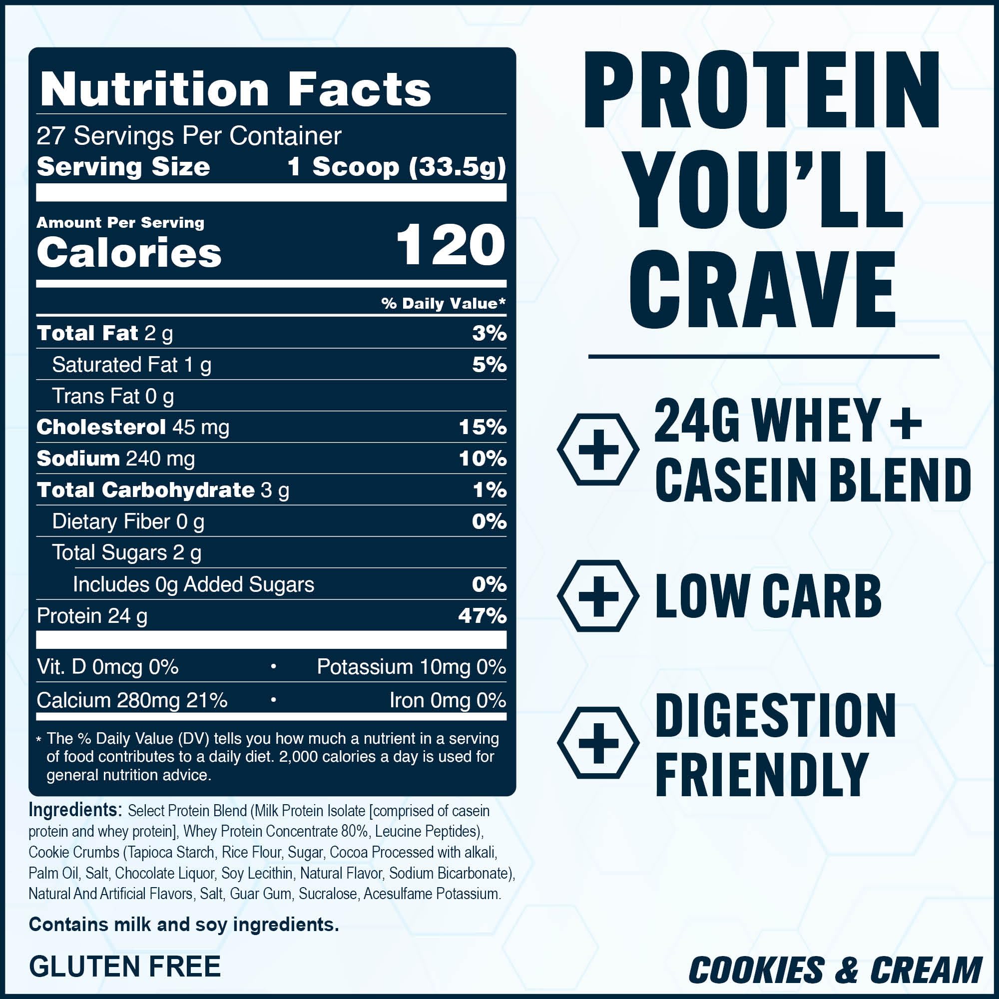 PEScience Select Protein Cookies & Cream canister on shelf, ideal meal replacement option