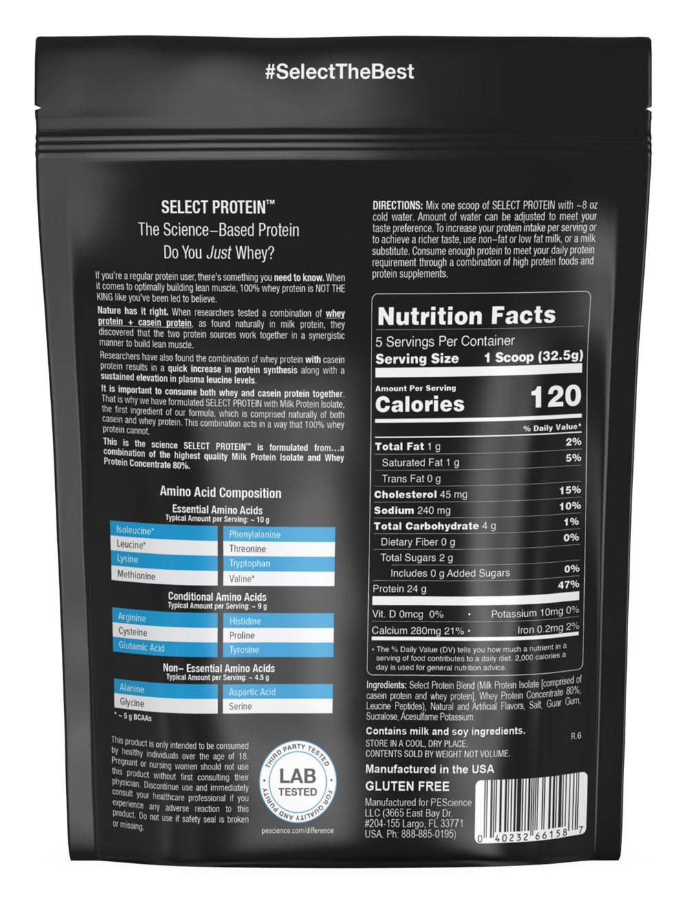 PEScience Select gluten-free and allergy-conscious label