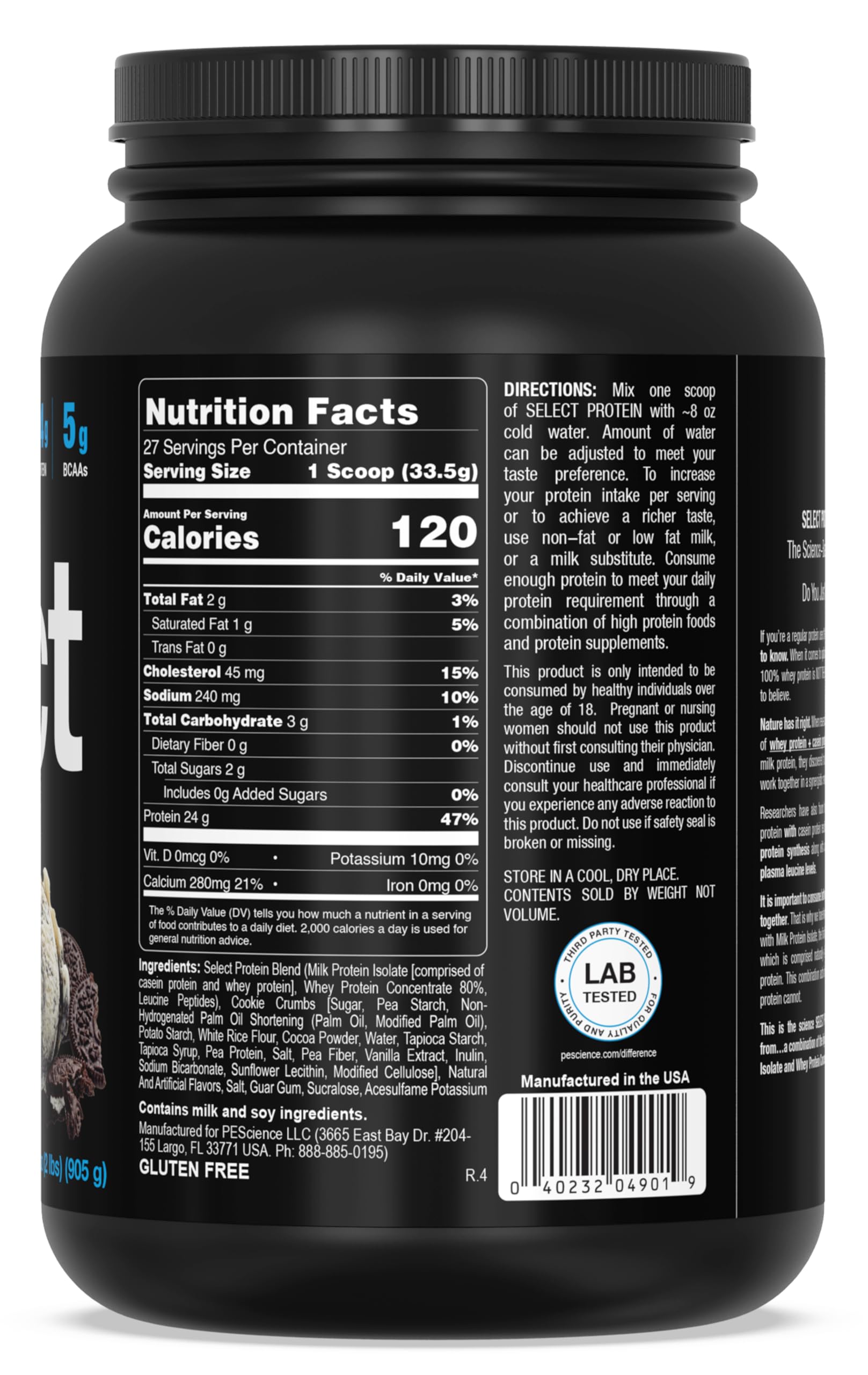 PEScience Select Protein powder positioned for keto and gluten-free diets