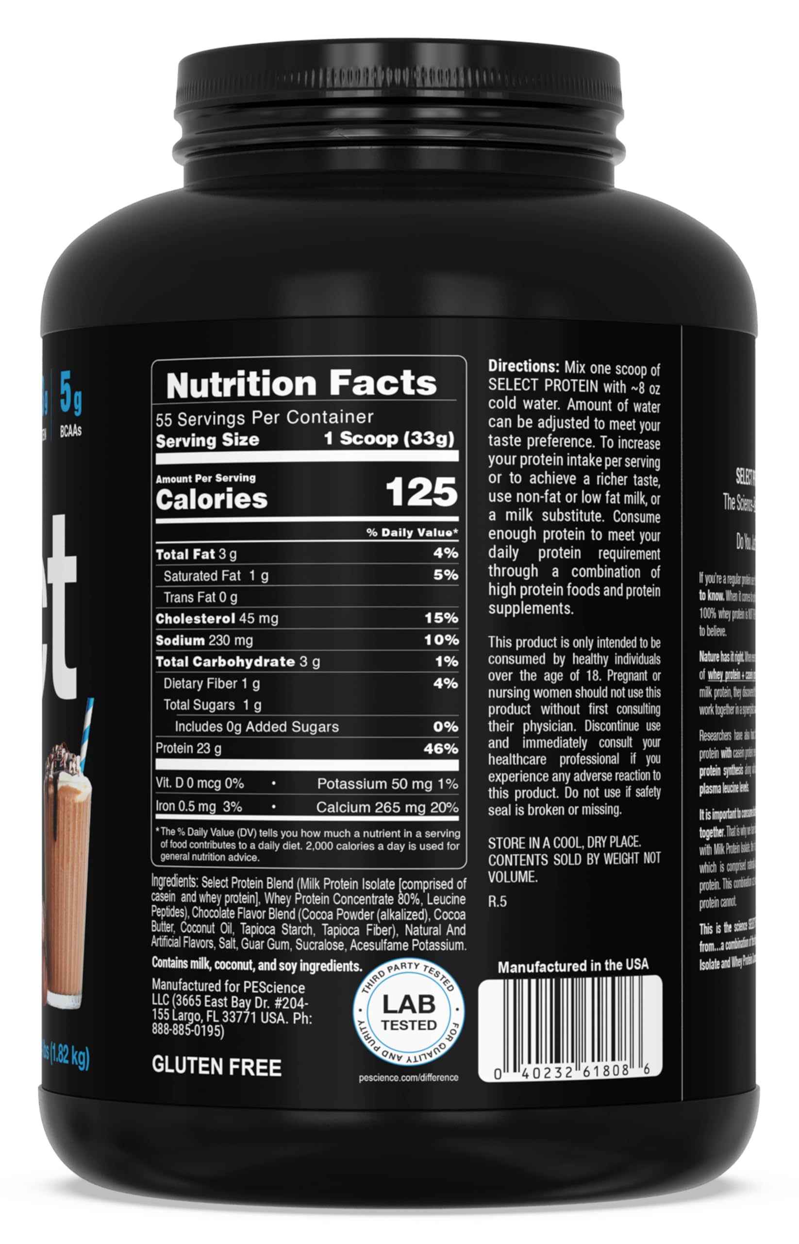 PEScience Select Chocolate Truffle powder close-up with rich cocoa tones.