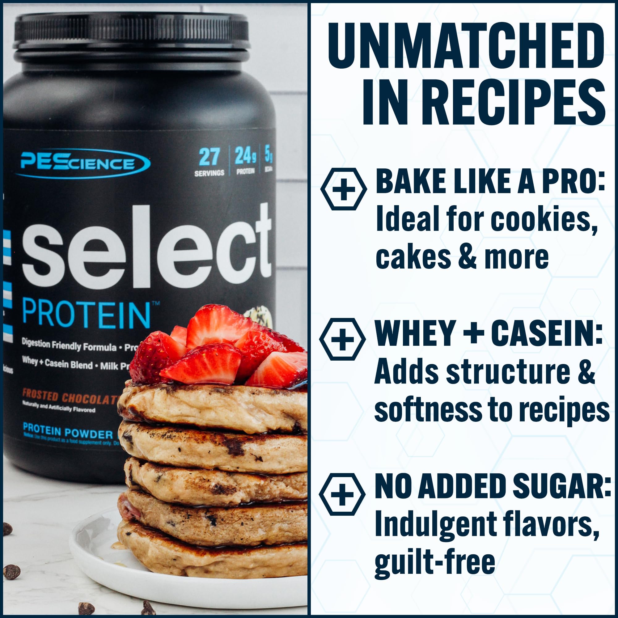 PEScience Select Protein Powder close-up highlights fine powder and smooth mix