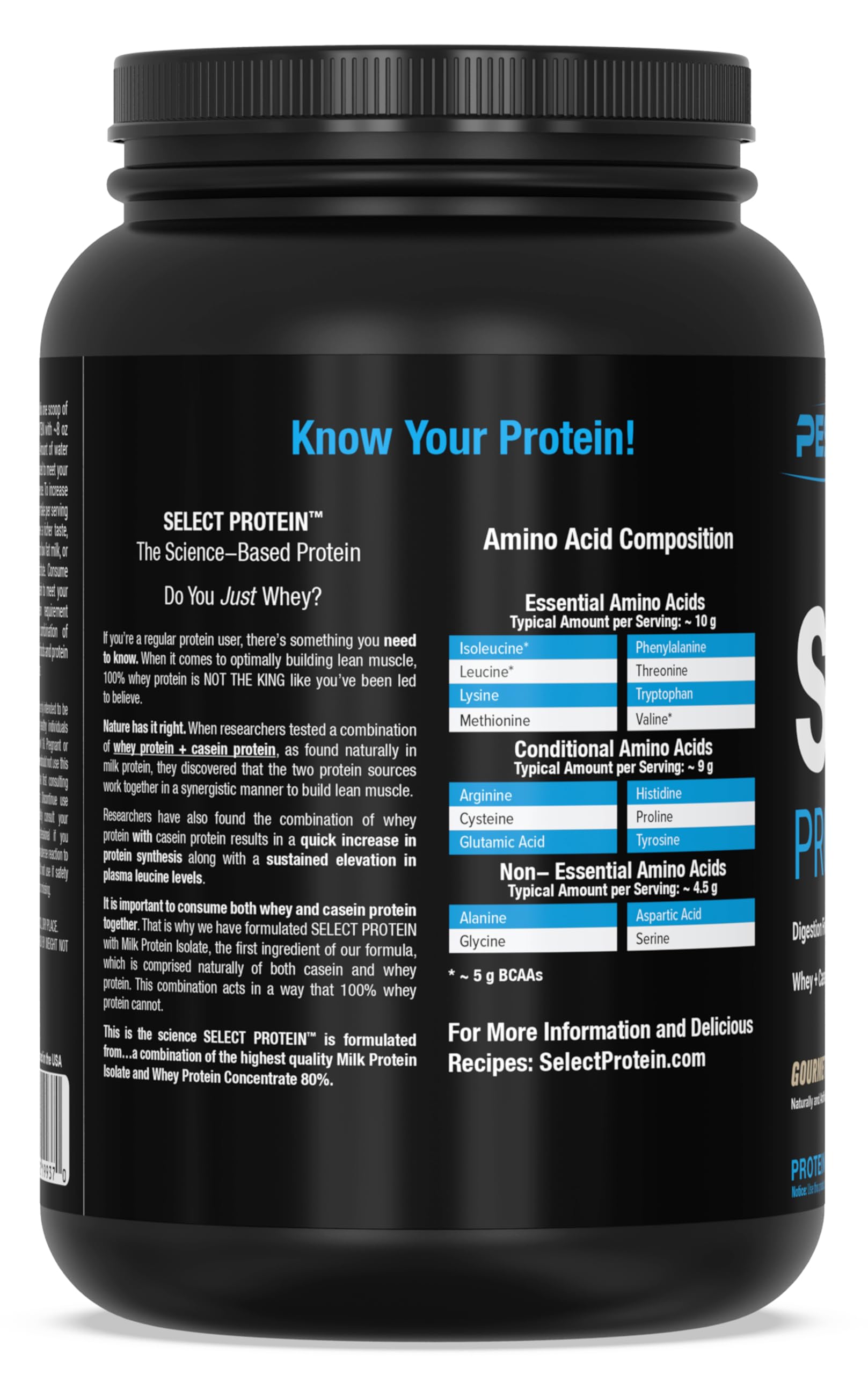 PEScience Select Vanilla ingredients panel emphasizing transparent formula.