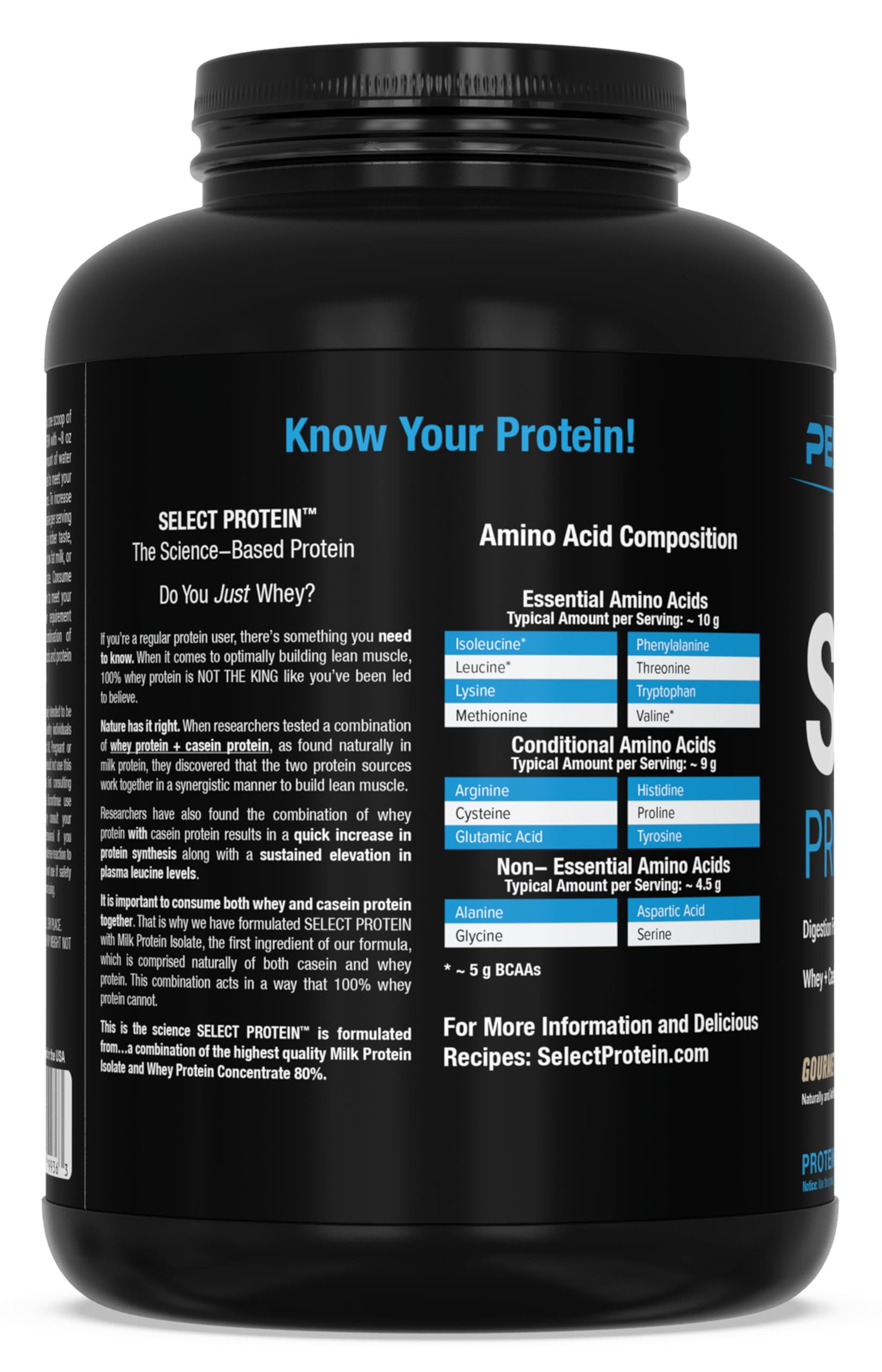 PEScience Select nutrition label underscores 24 g protein per serving