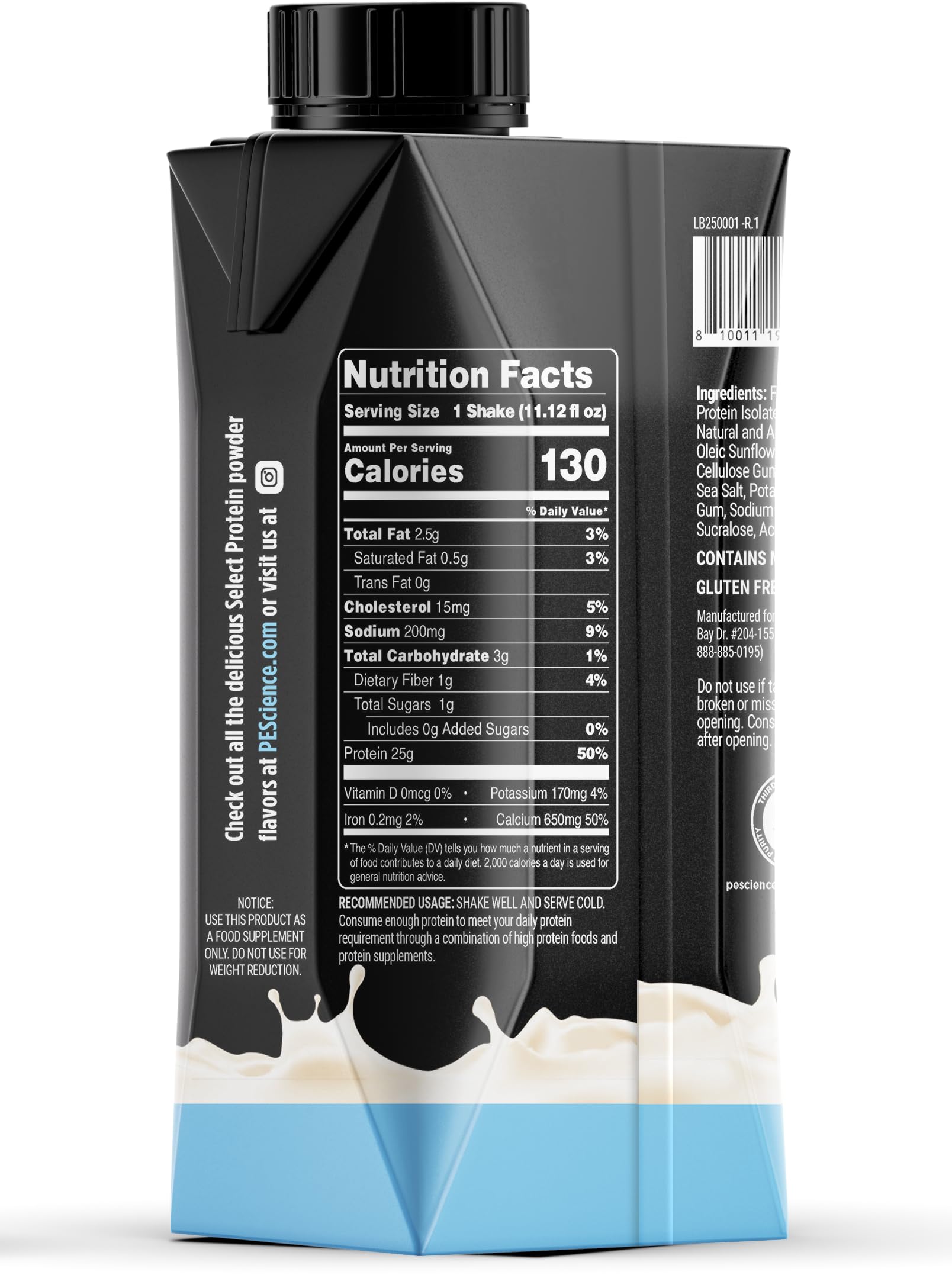 PEScience Select Protein RTD dessert-close-up emphasizing indulgent vanilla aroma