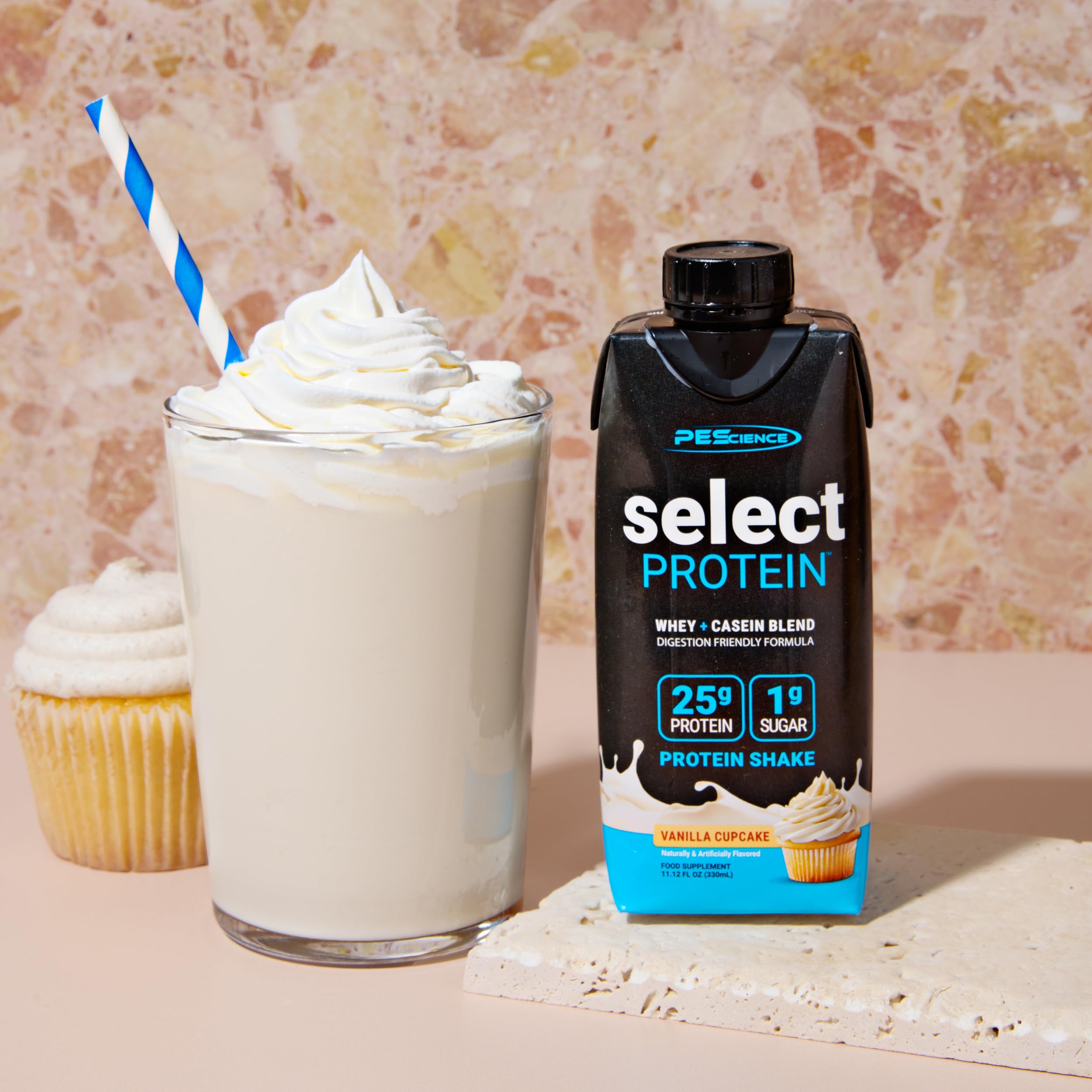 PEScience Select Protein RTD on-the-go bottle in gym bag setting