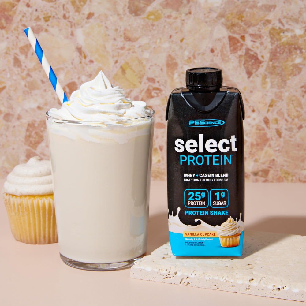 PEScience Select Protein RTD on-the-go bottle in gym bag setting