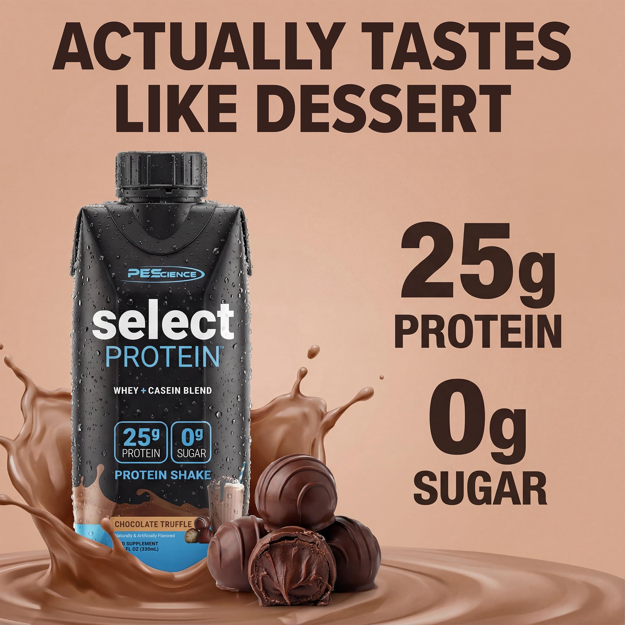 PEScience Select RTD glass pour showing smooth Chocolate Truffle texture