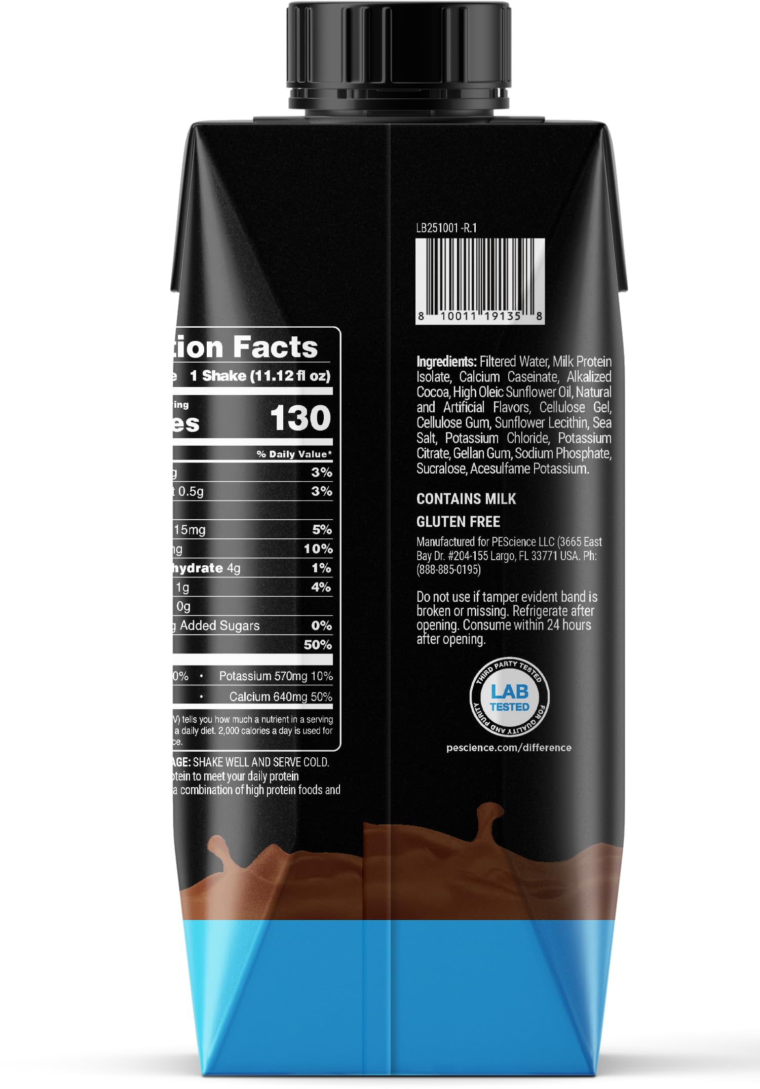 PEScience Select RTD packaging design with chocolate embellishment