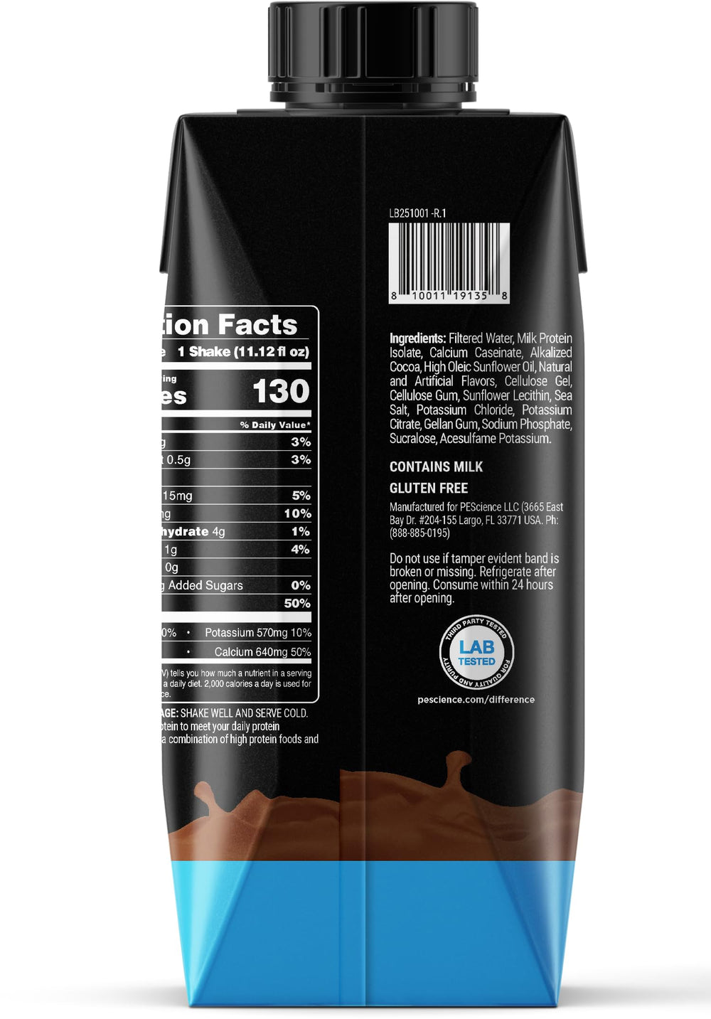 PEScience Select RTD packaging design with chocolate embellishment