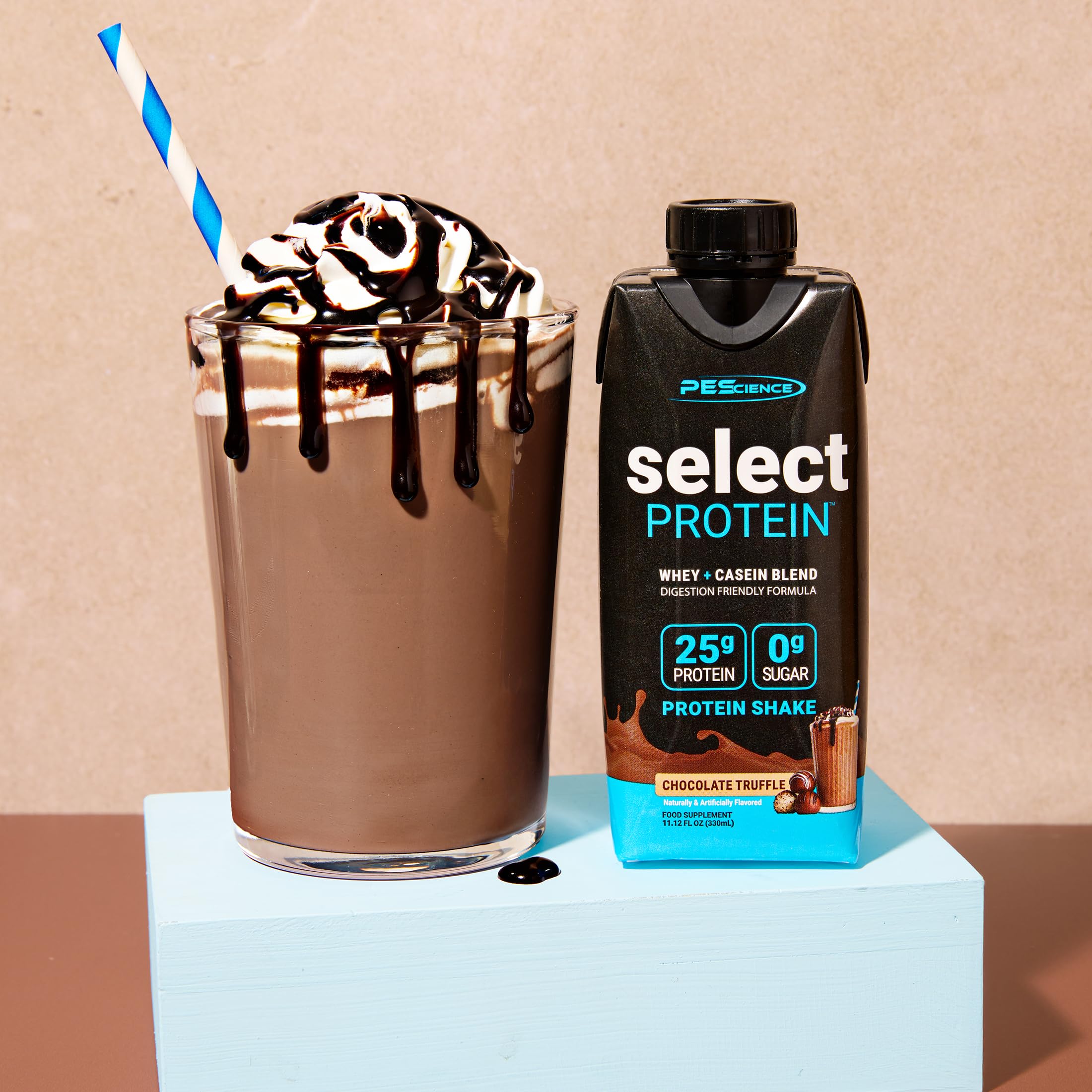 PEScience Select RTD post-workout scene with chocolate flavor