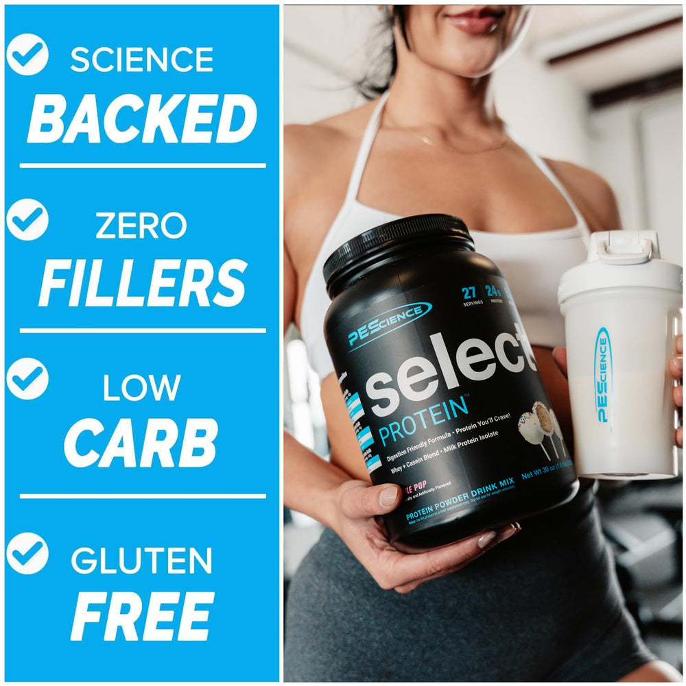 PEScience Select shake glass, ready for a quick high-protein snack