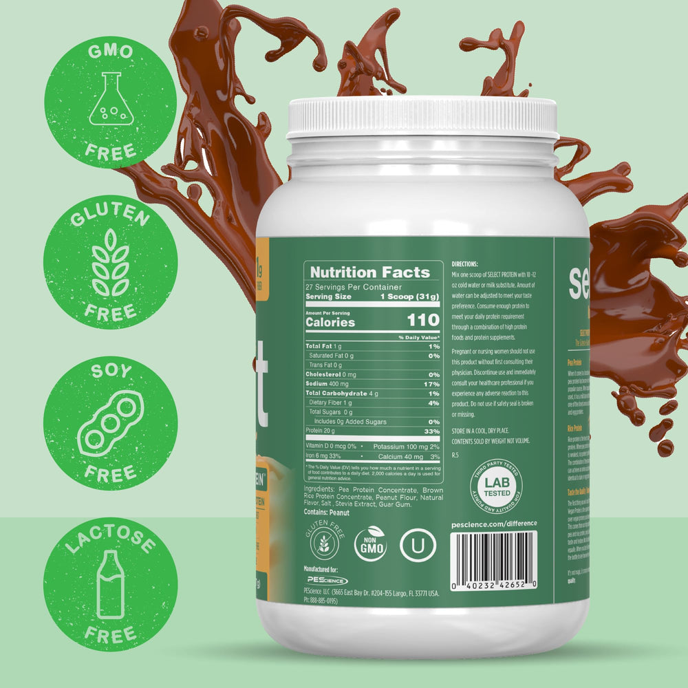 PEScience Select Vegan gluten-free packaging suitable for sensitive diets.