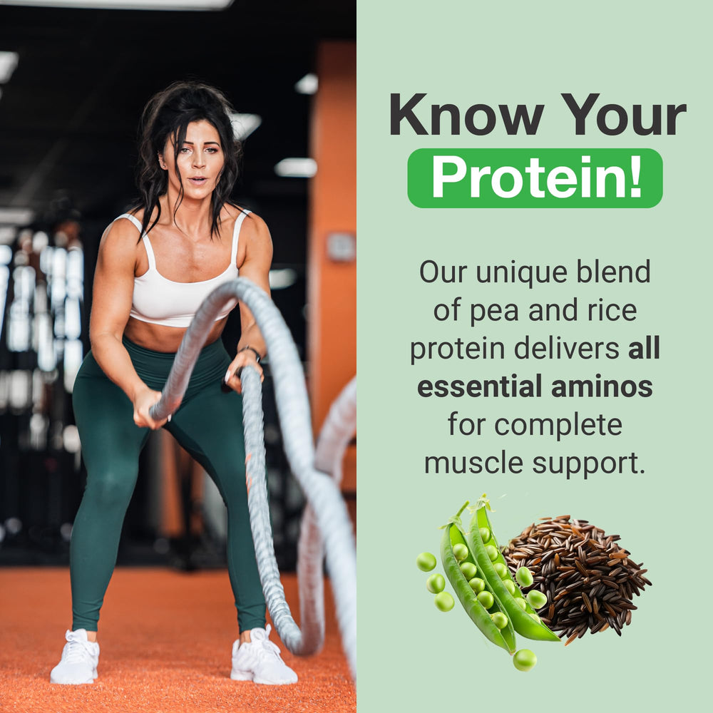 PEScience Select Vegan Powder blends pea and brown rice for a complete amino mix