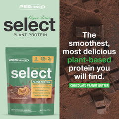 PEScience Select Vegan shake glass demonstrates smooth texture and rich chocolate peanut butter taste